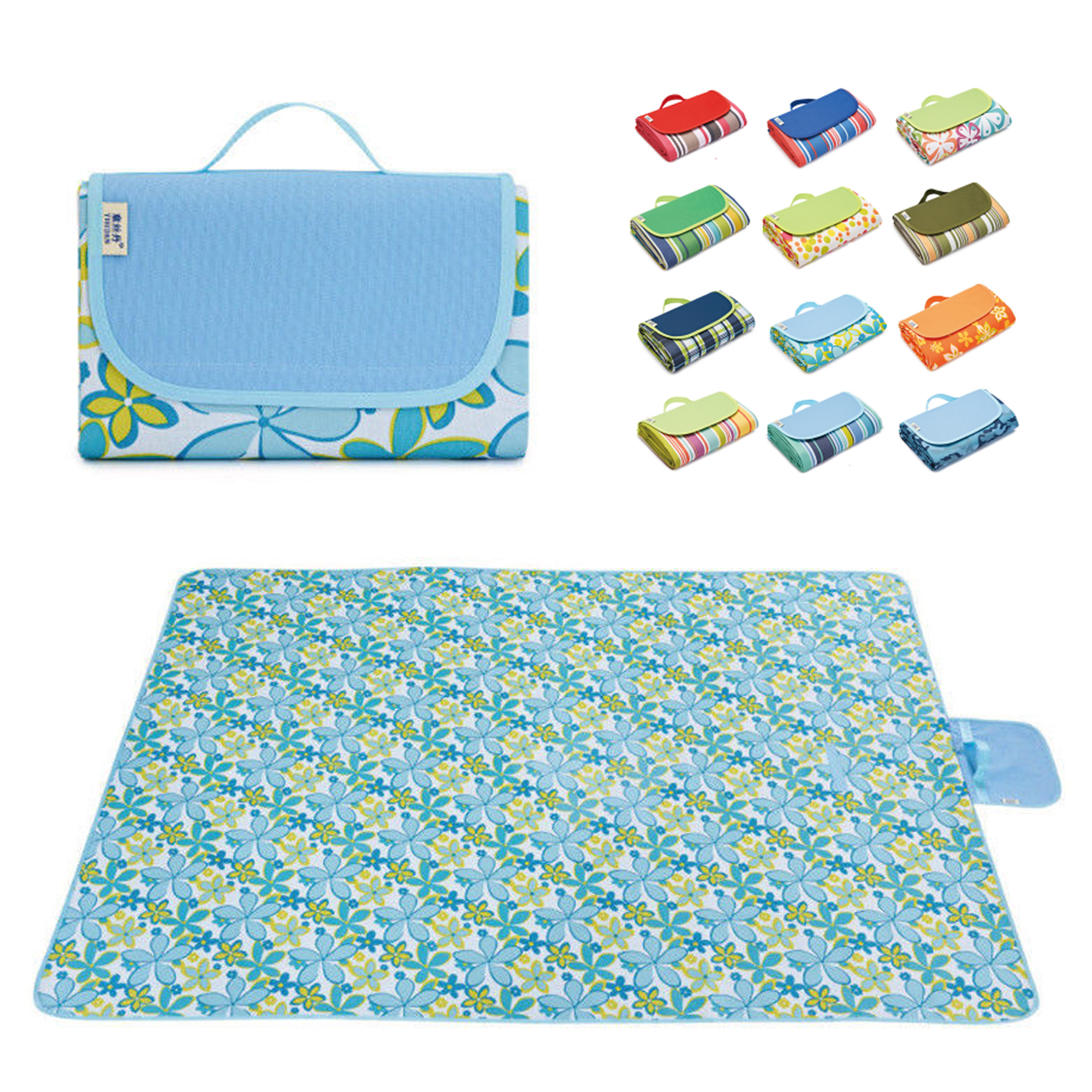 Printed Roll Up Picnic Blankets wiith Carrying Strap 1