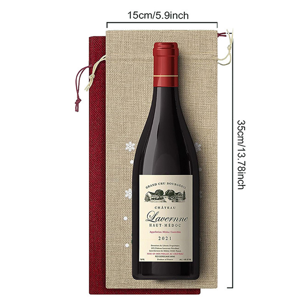Burlap Wine Bottle Bags with Drawstring Party Favor 6
