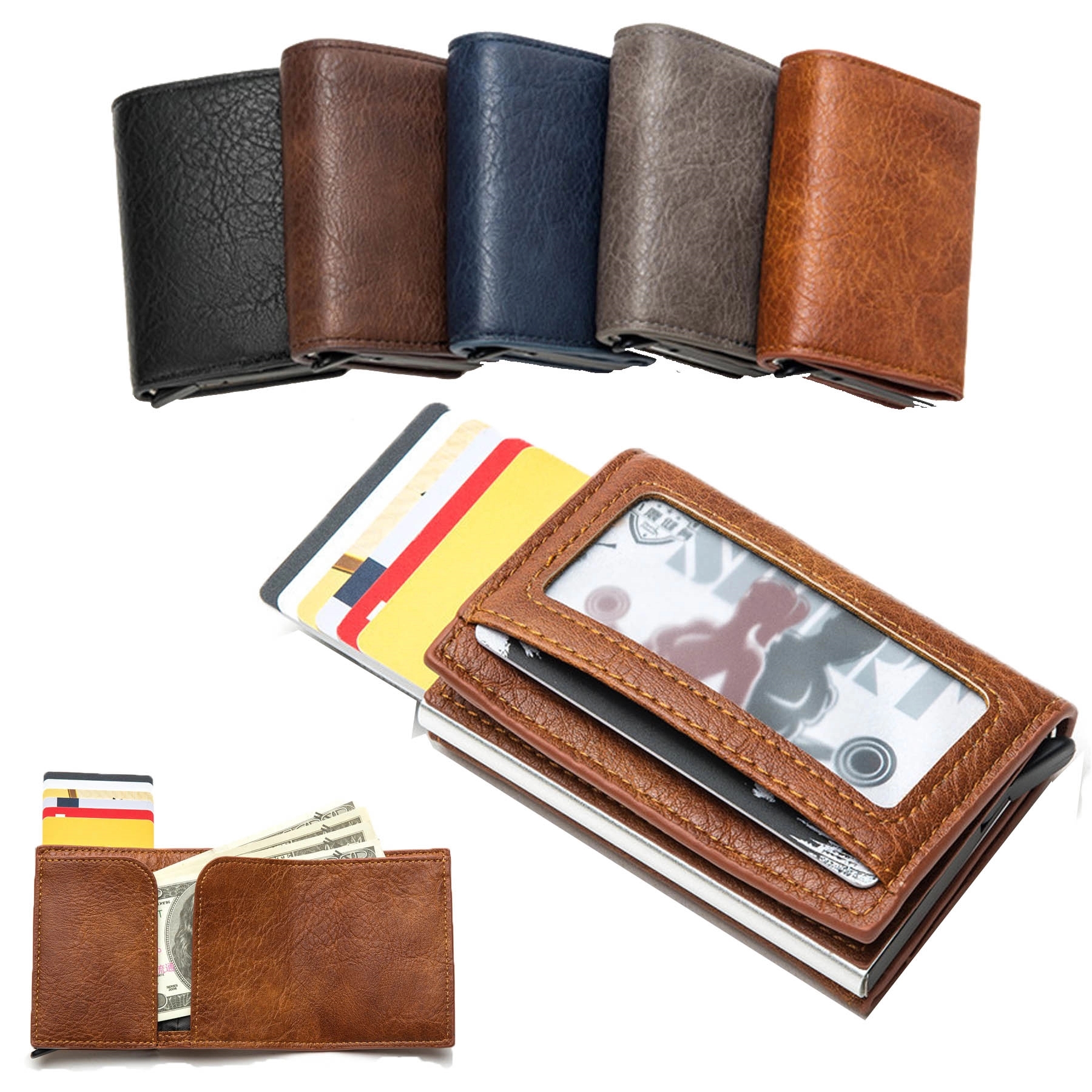 Slim RFID Wallets for Men Genuine Leather Front Pocket 9
