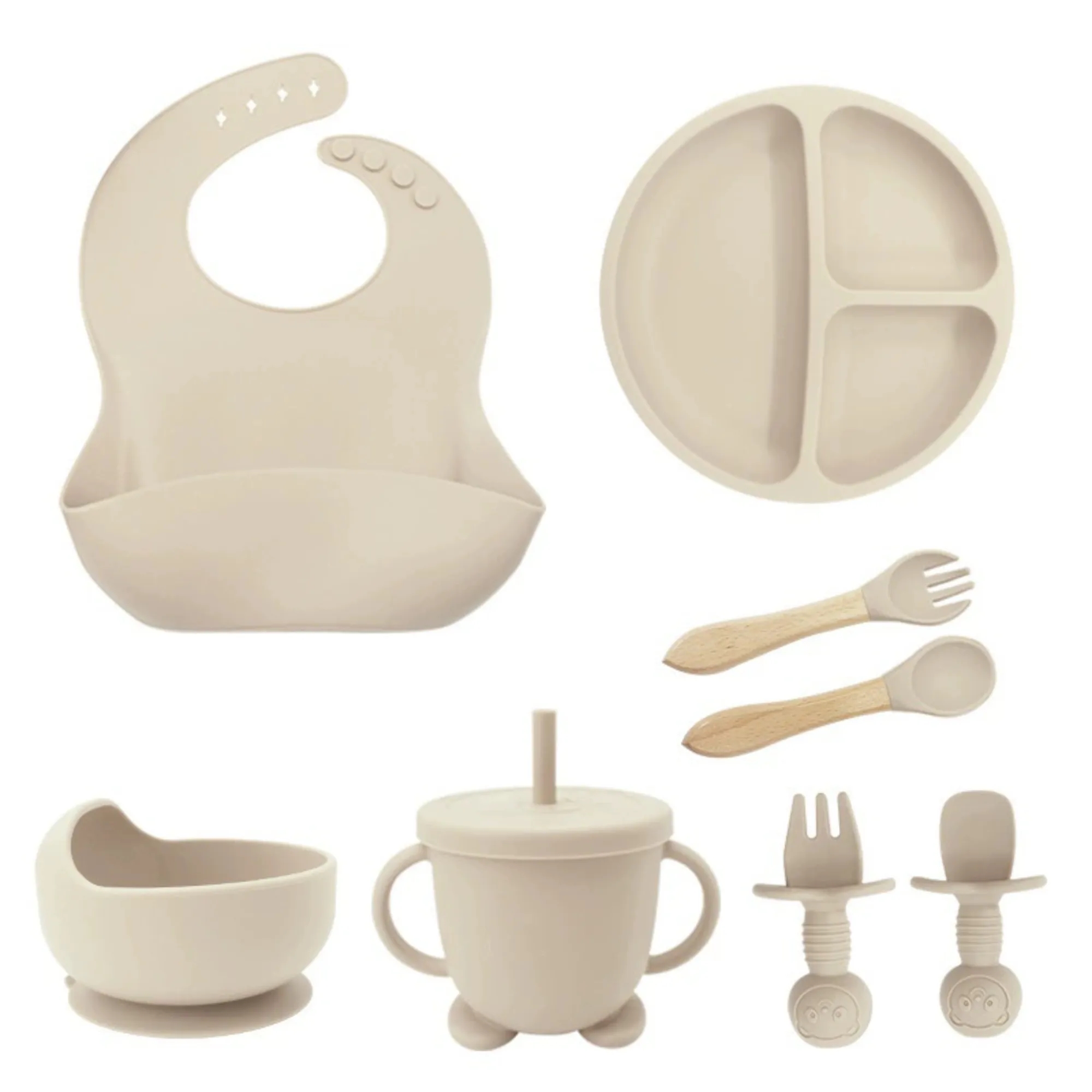 Children's Anti-Drop Silicone Tableware Set With Suction Cup 5