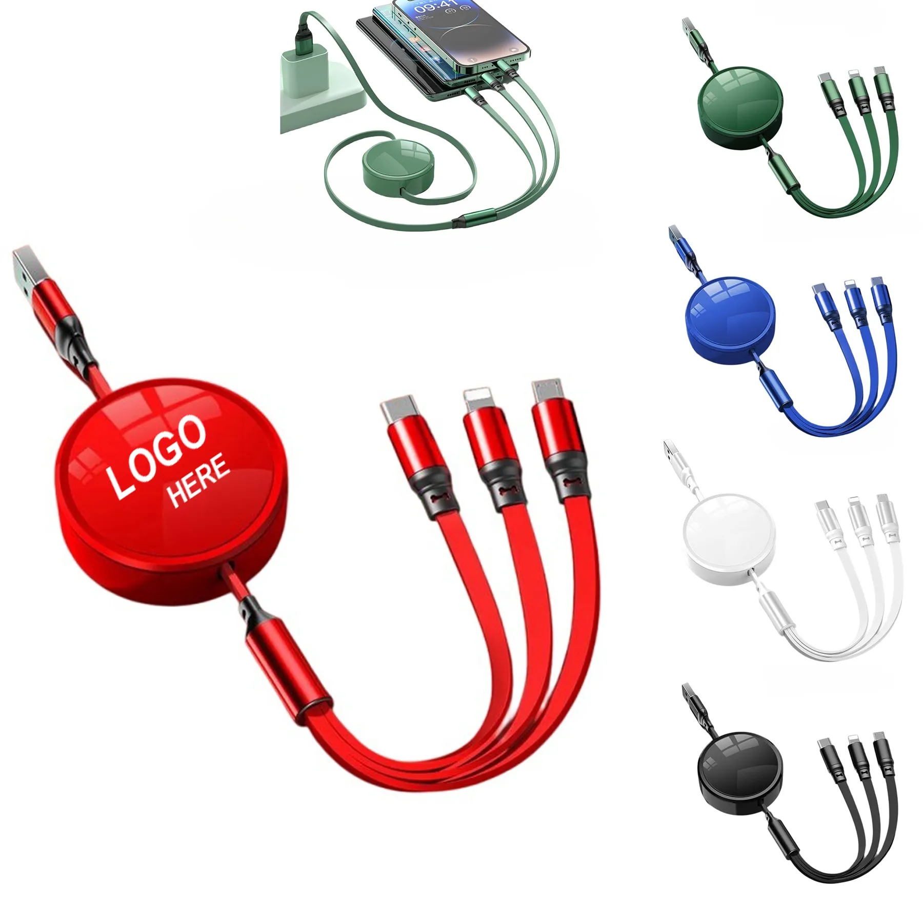 120W 3-in-1 Retractable Charging Cable 3