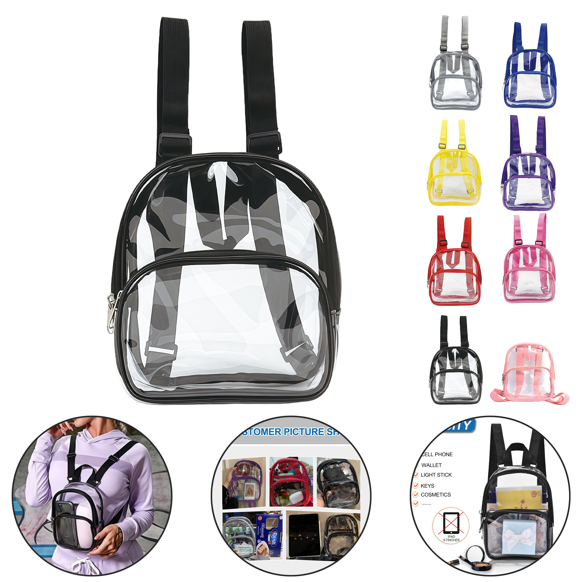 Waterproof Clear PVC Backpack for Sports Travel School Large Capacity Transparent Shoulder Bag 8