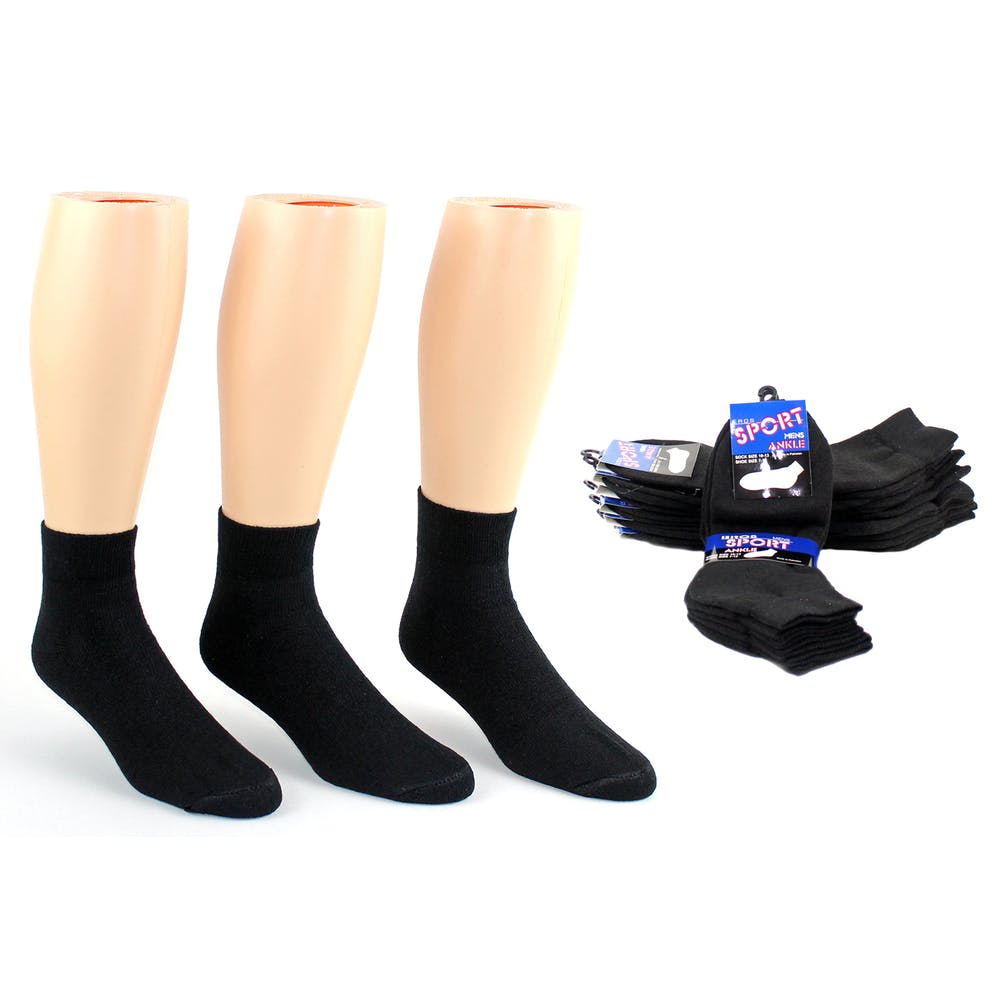 Men's Ankle Socks - Black Size 10-13 2