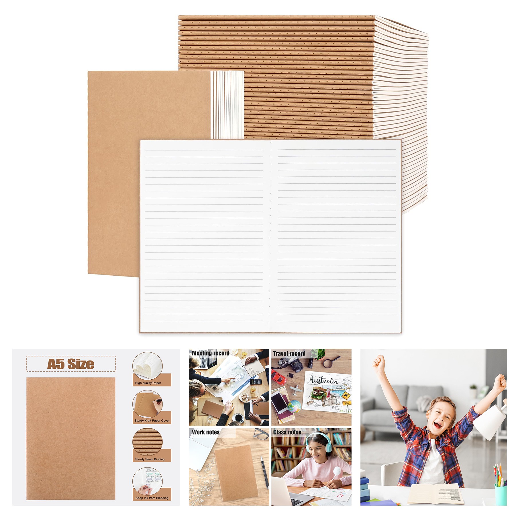 60 Pages Kraft Horizontal Ruled Notebook 2