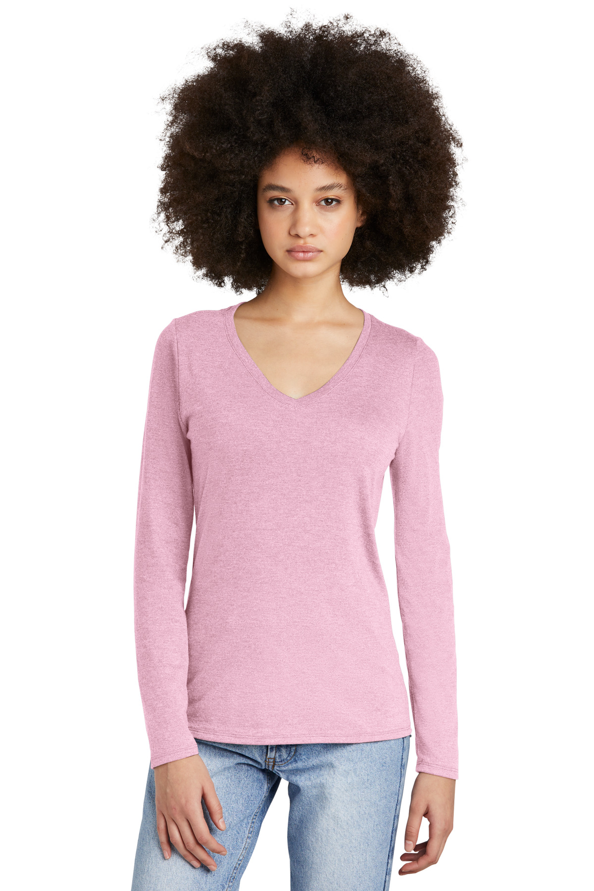 District Women's Perfect Tri Long Sleeve V-Neck Tee DT135 84