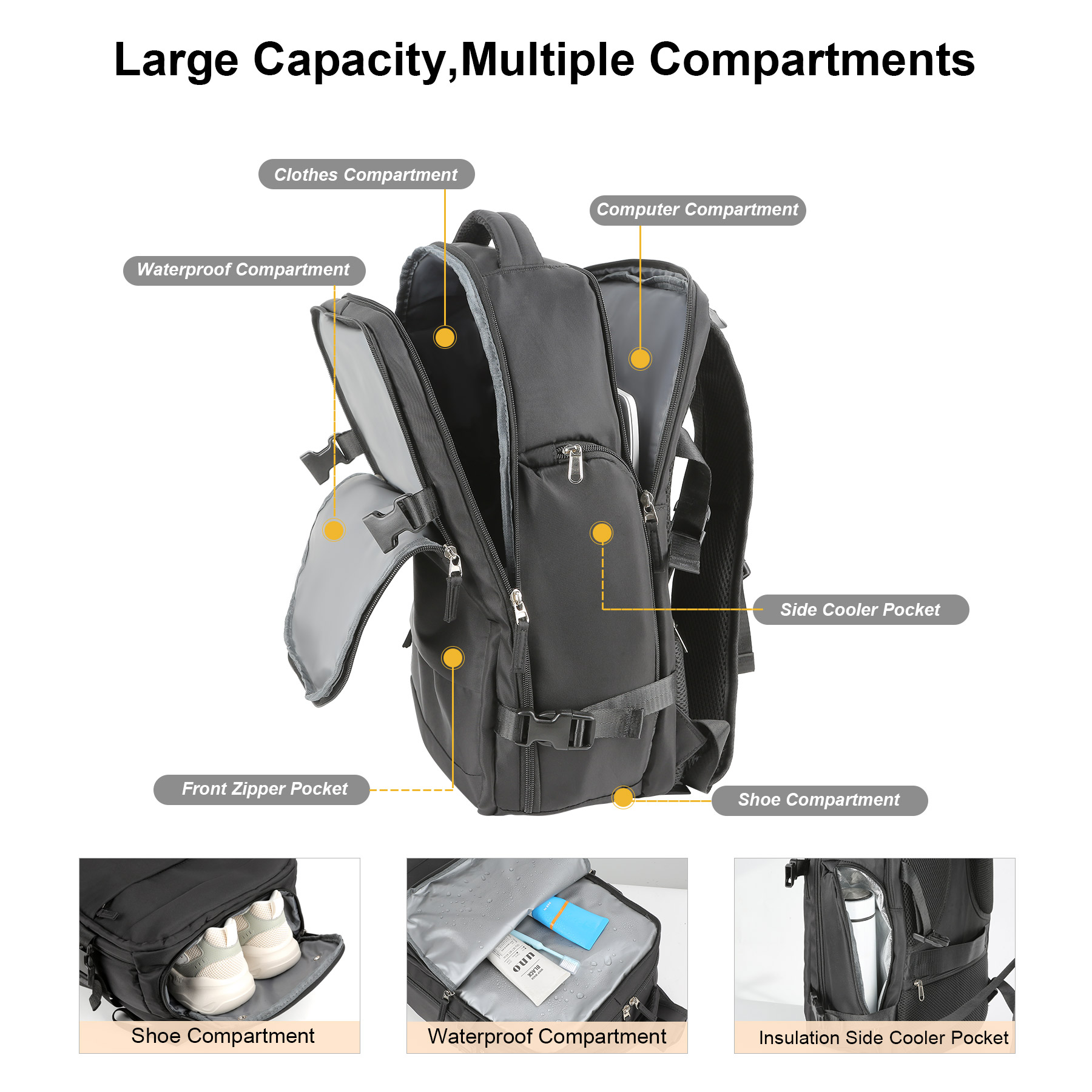 Large Flight Approved Carry On Travel Backpack 9