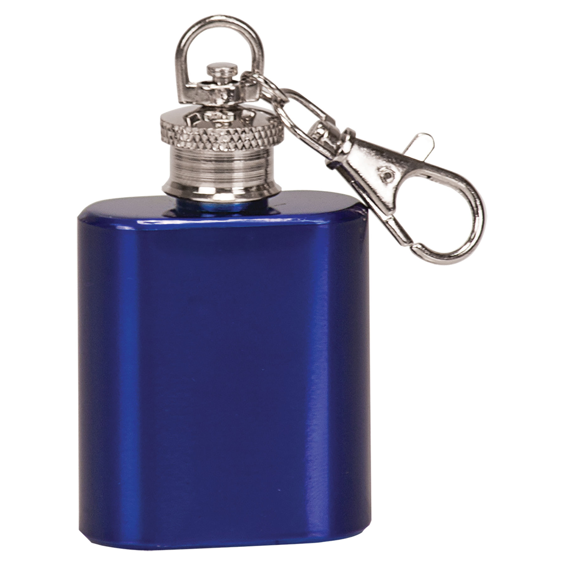 1oz Blue Stainless Steel Flask Keychain 2