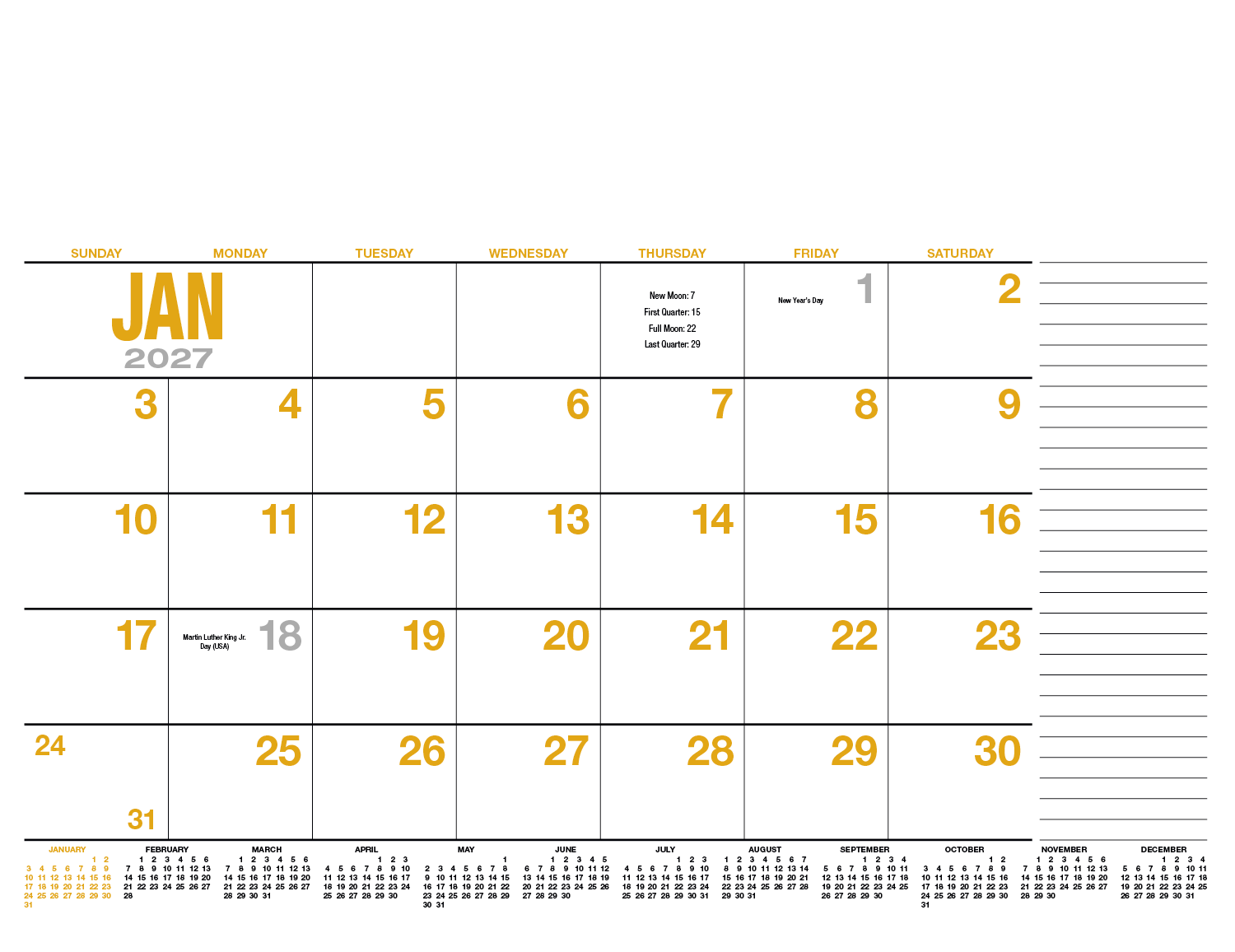 HotLine® Products 13-Month Desk Pad Calendar 64