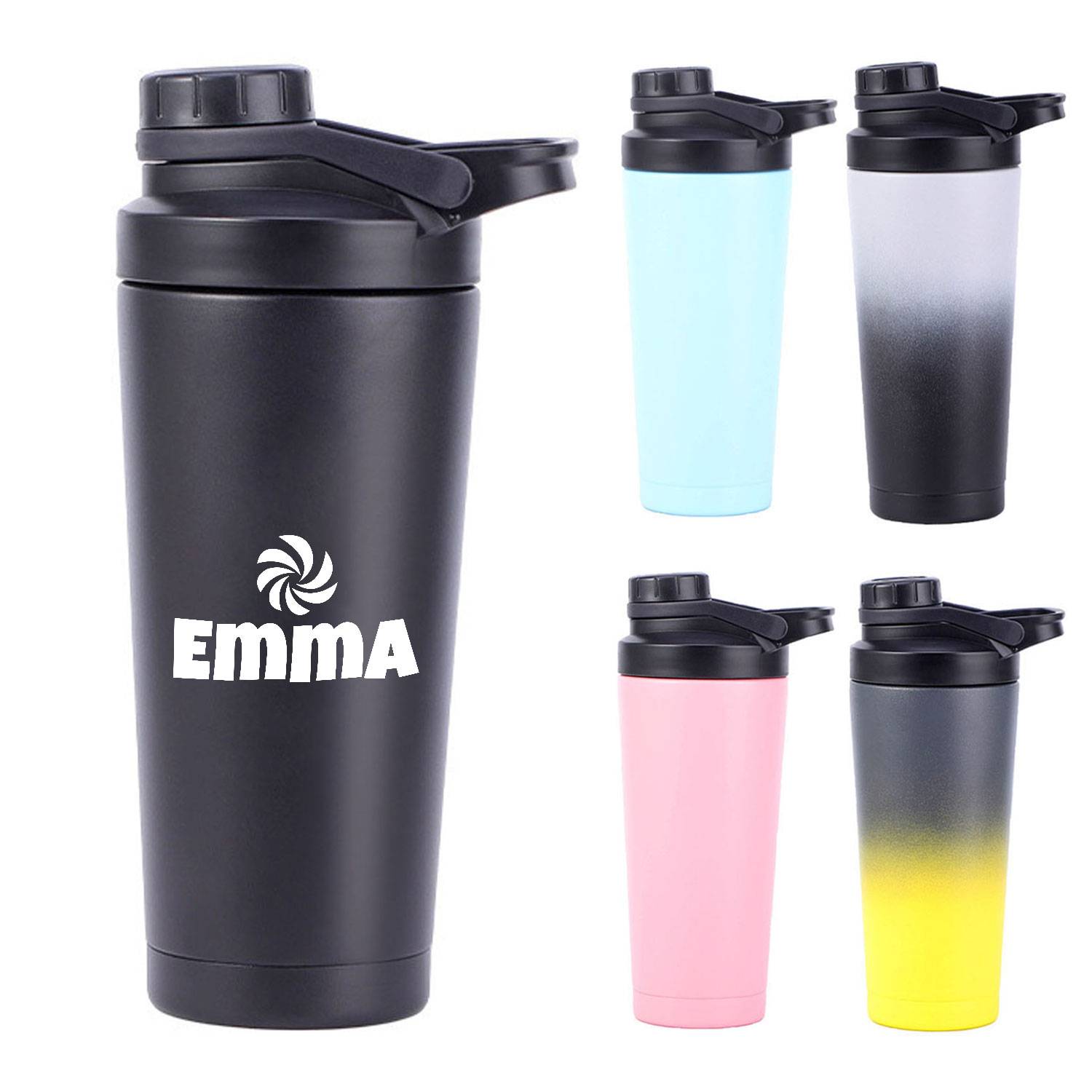 25OZ Stainless Steel Shaker Bottle w/ Noise-Free Design, custom water bottle with logo imprint 2