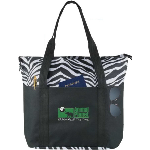 Zebra Poly Zippered Tote Bag 2