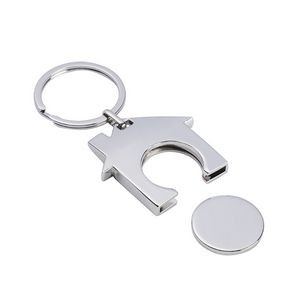 Alloy Shopping Trolley Locker Coin Keychain 14