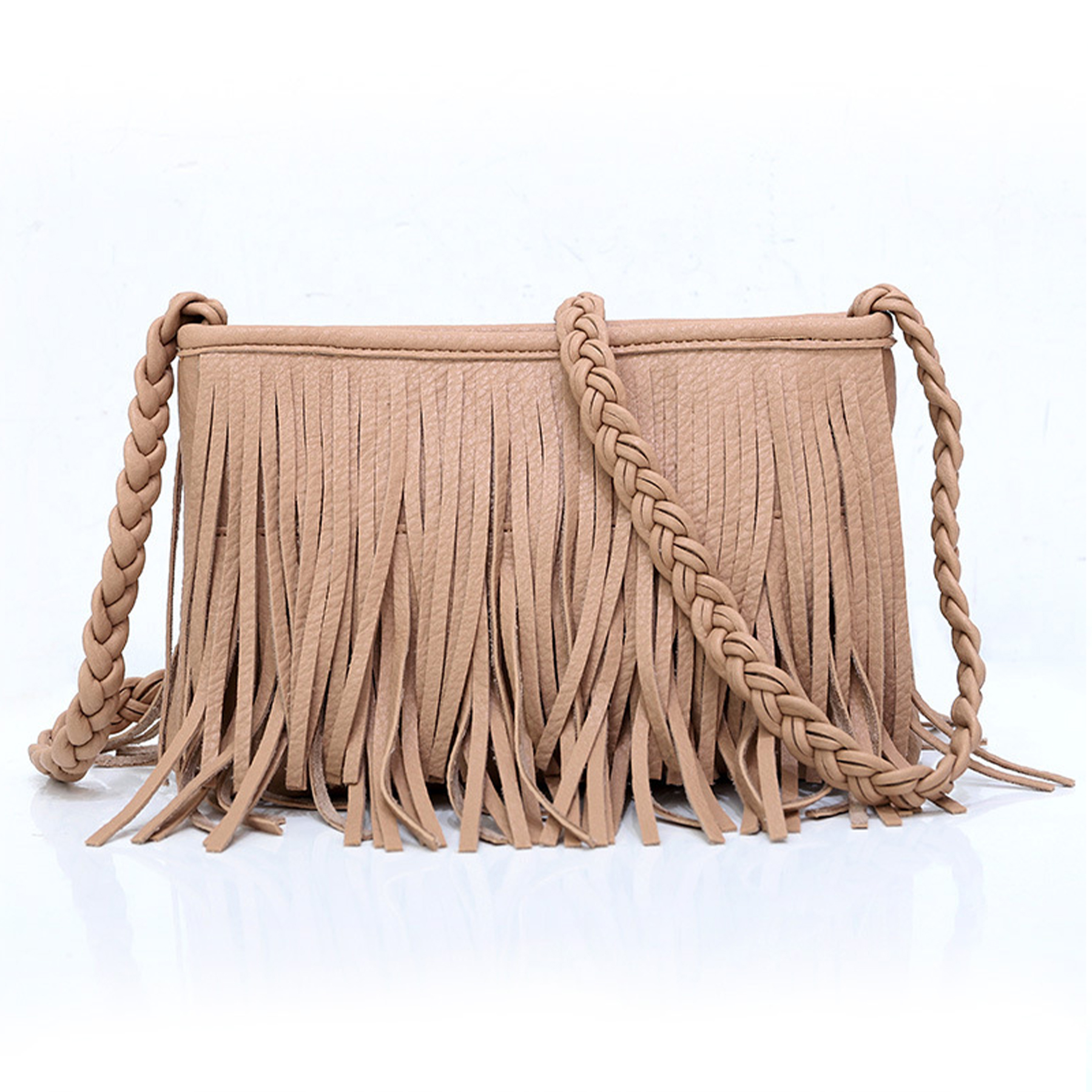 PU Hand-woven tassel shoulder cross-body bag 4