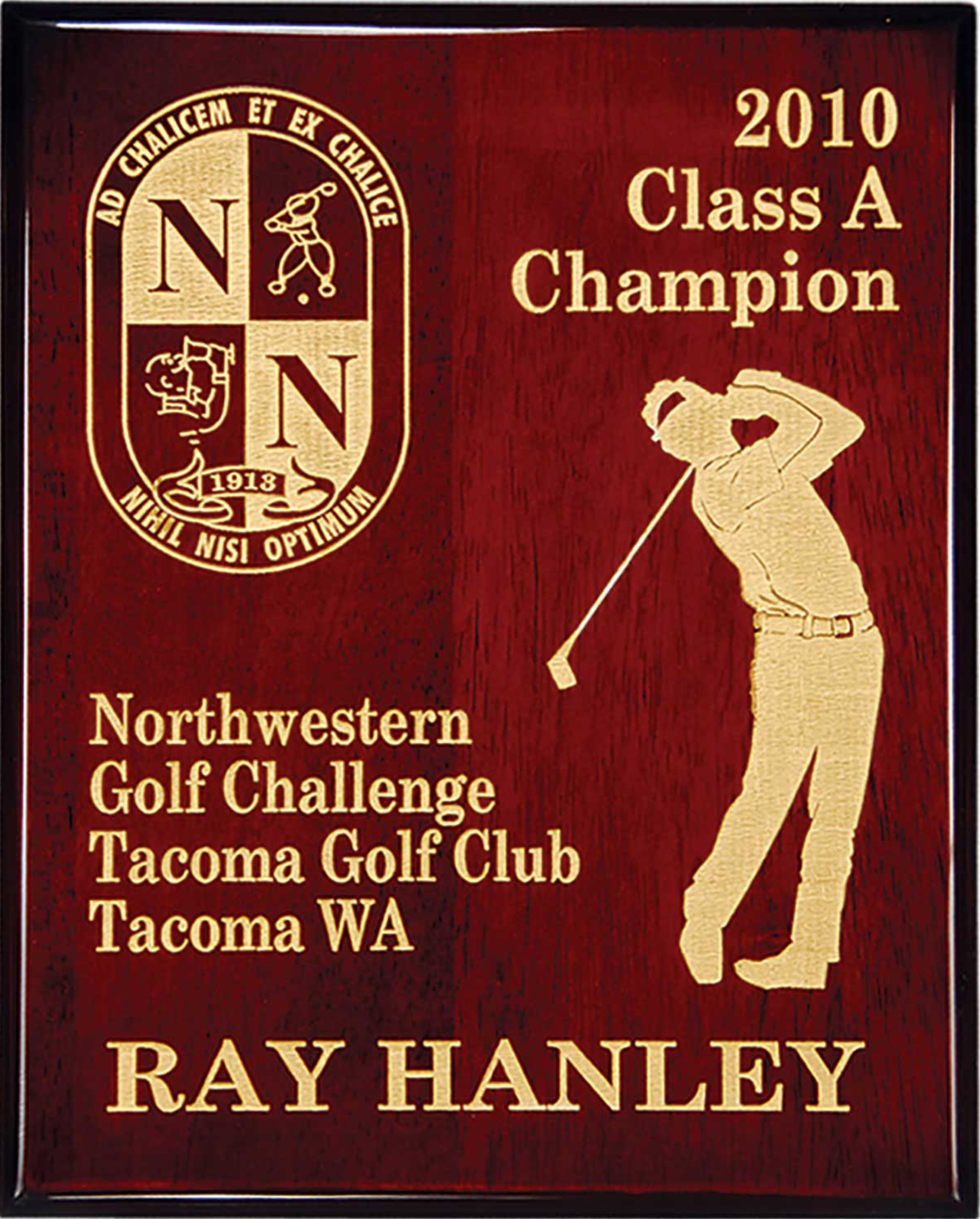 Piano Finish Plaque w/Gold Color Fill (8"x10") 7