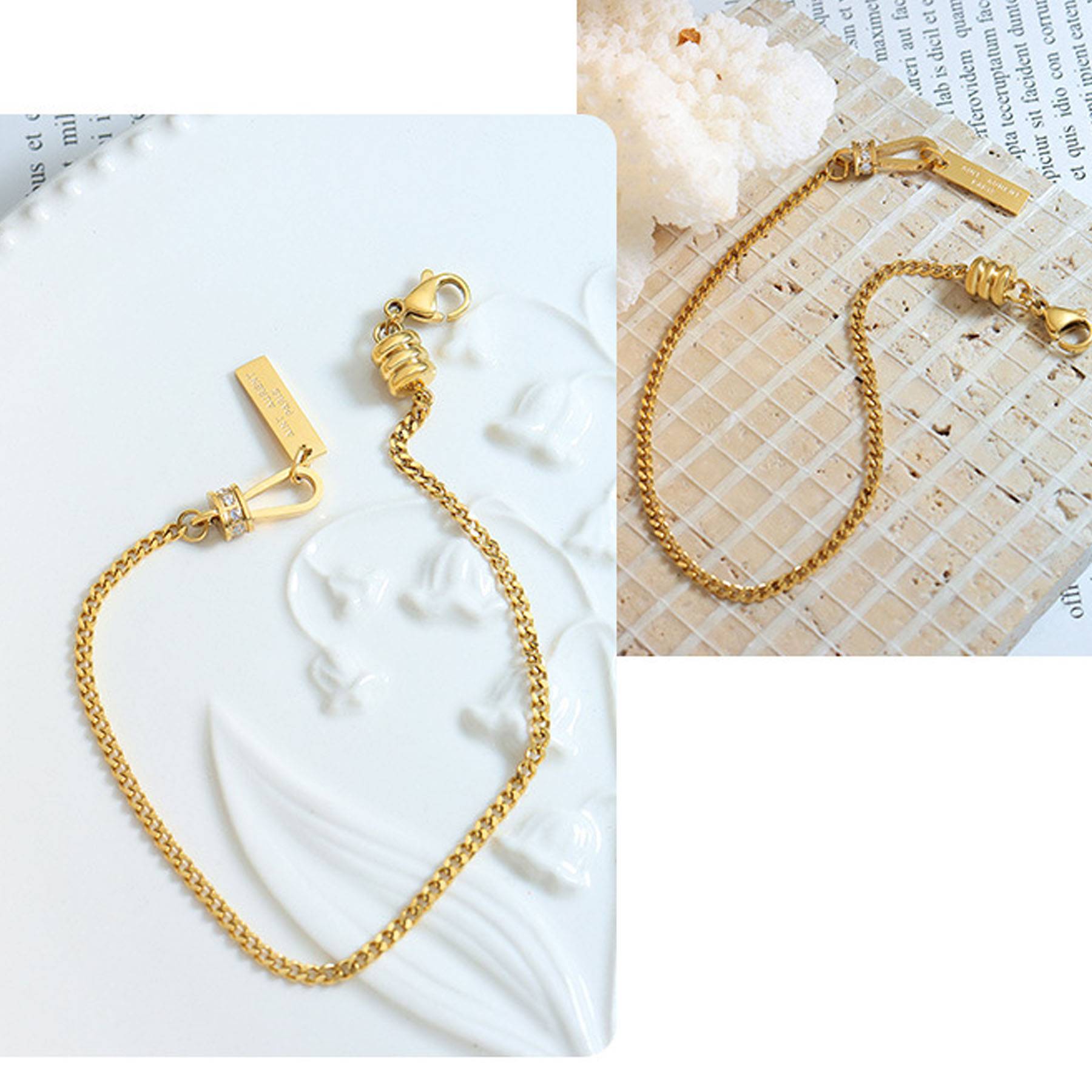 Engraved Square Pendant Bracelet 11