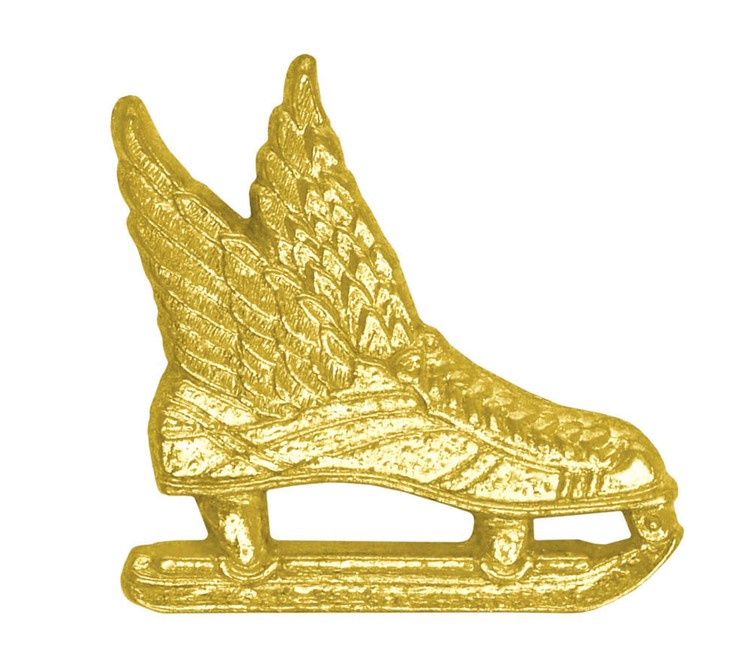 Ice Skate Bright Gold Chenille Lapel Pin