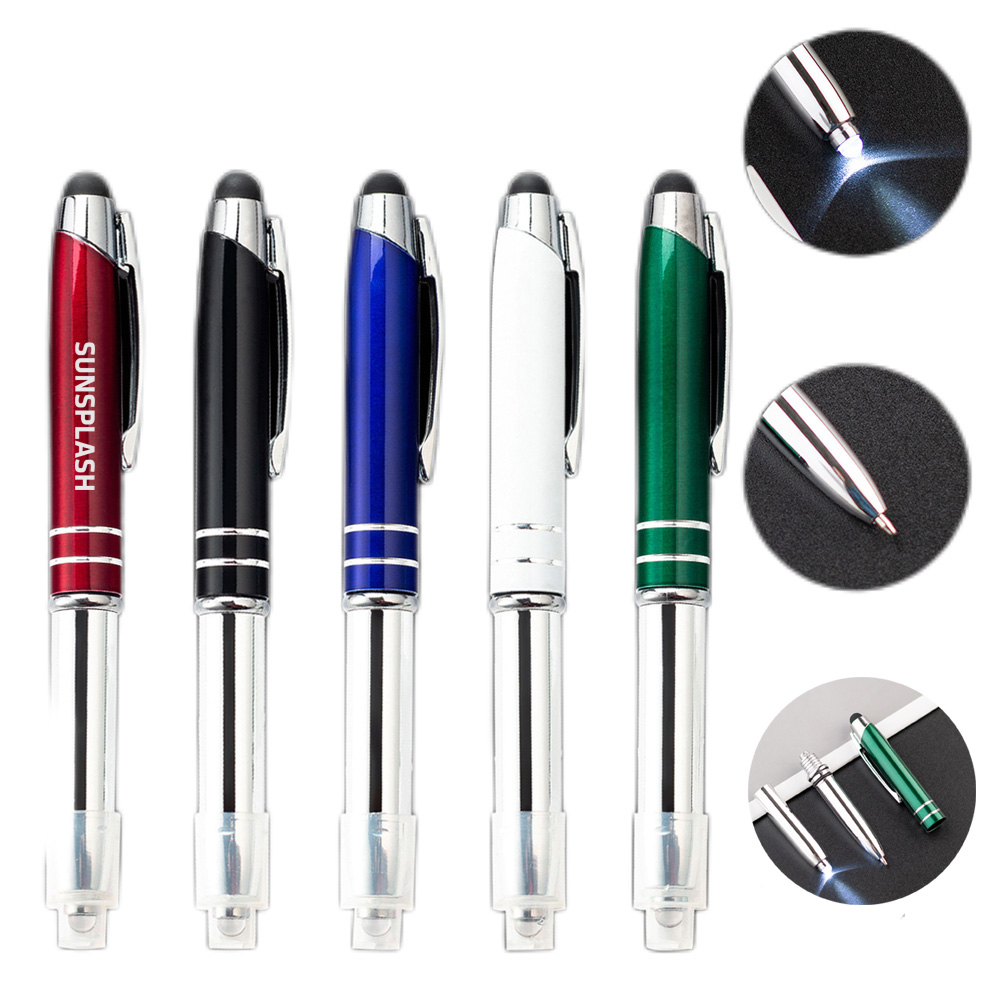 Metal Pen w/LED Light & Stylus - Laser Engraved 2