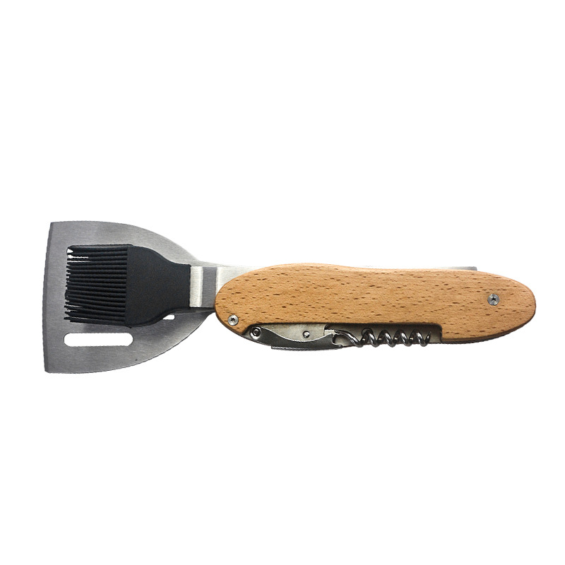 Multi-purpose Folding Grill Detachable BBQ Supplies Five-in-one Open Disassembly Wooden Handle Too 4