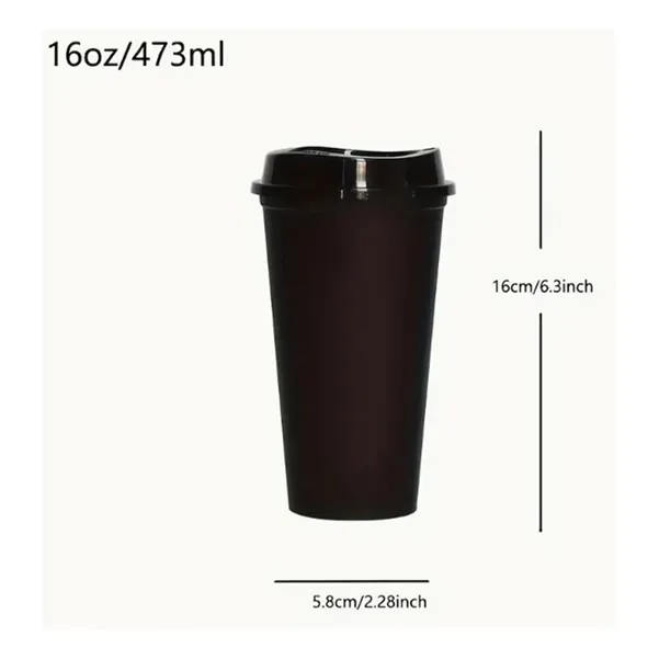 16OZ Reusable Plastic Cup With Lid Coffee Juice Kids Adults 1