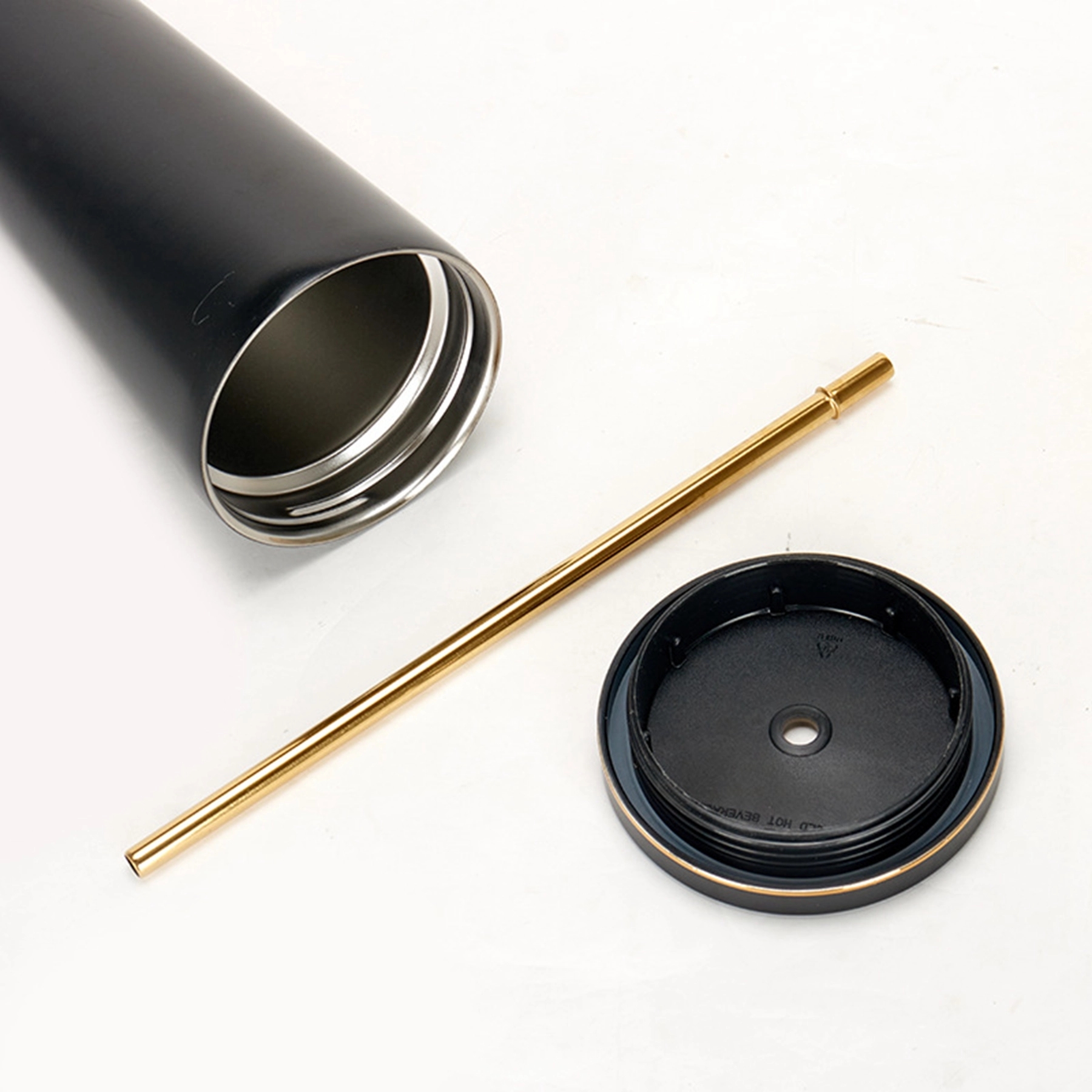 25 Oz. Double Wall Gold Edge Tumbler With Straw & Lid 7