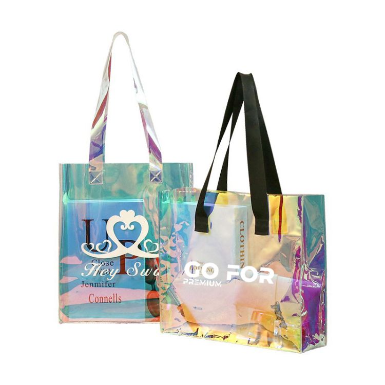 Custom Waterproof PVC Holographic Clear Beach Tote Bag, custom tote bag with logo imprint 4