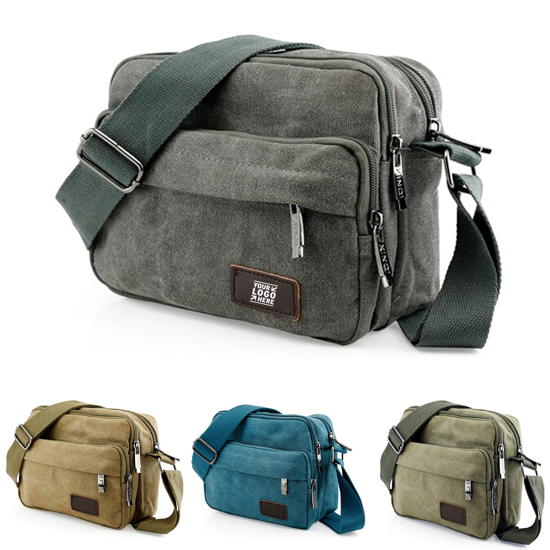 Men Vintage School Travel Crossbody Canvas Messenger Shoulder Bag Hiking Military Satchel 2