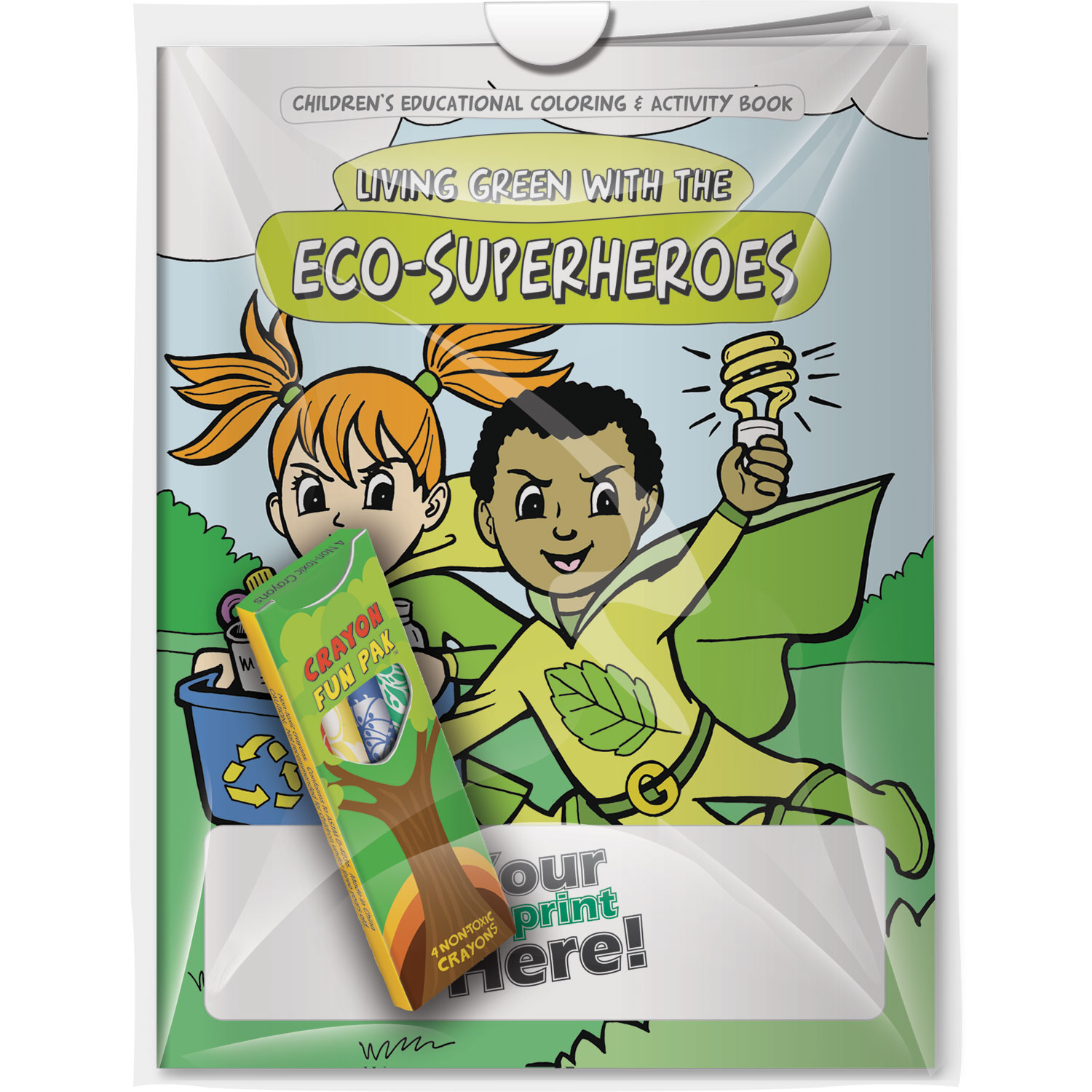 Combo Pack - CB1072 Coloring Book & 4-Pack of Crayons in a Poly Bag 4