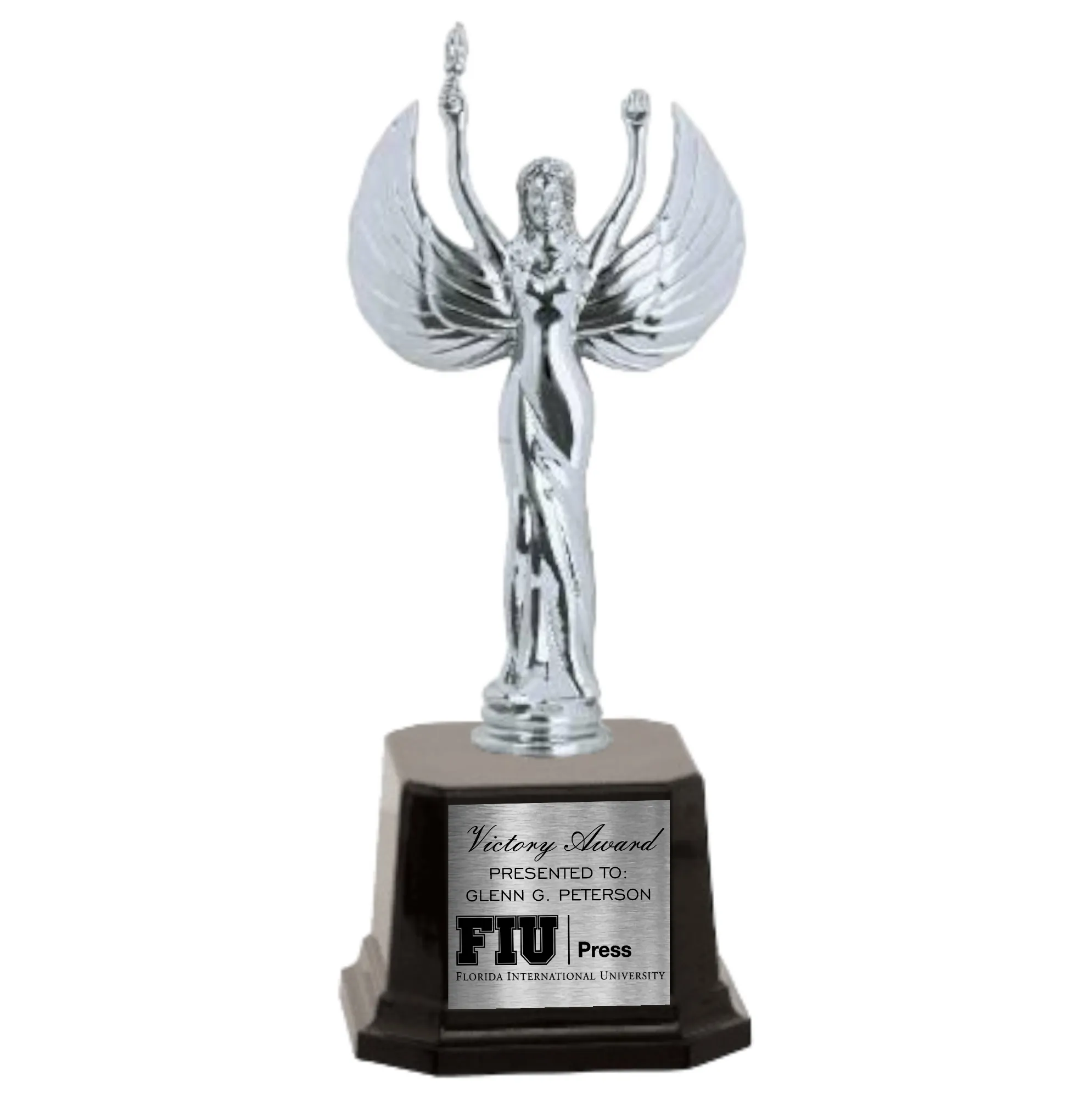 8 1/2" Metal Female Victory Figure on Glossy Black Base 7