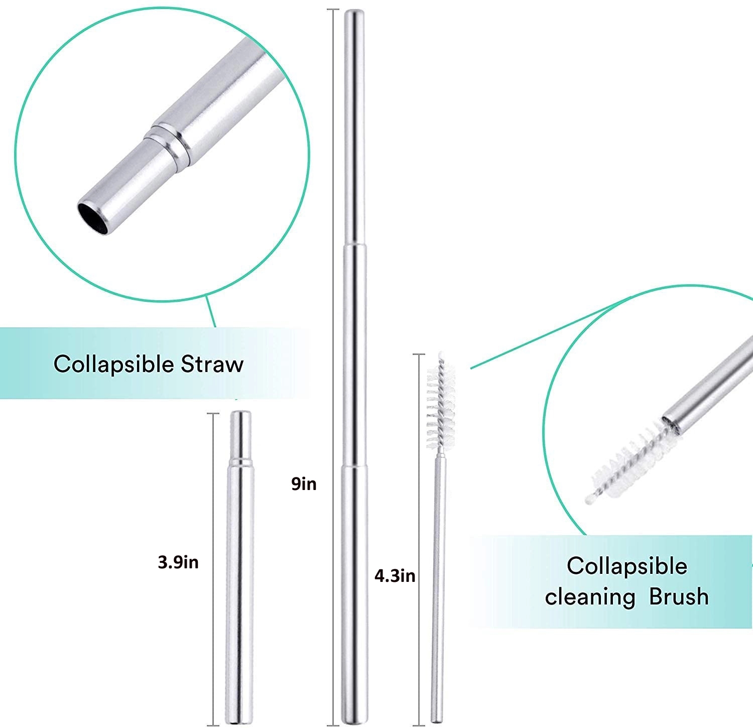 Stainless Steel Metal Straws with Case 2