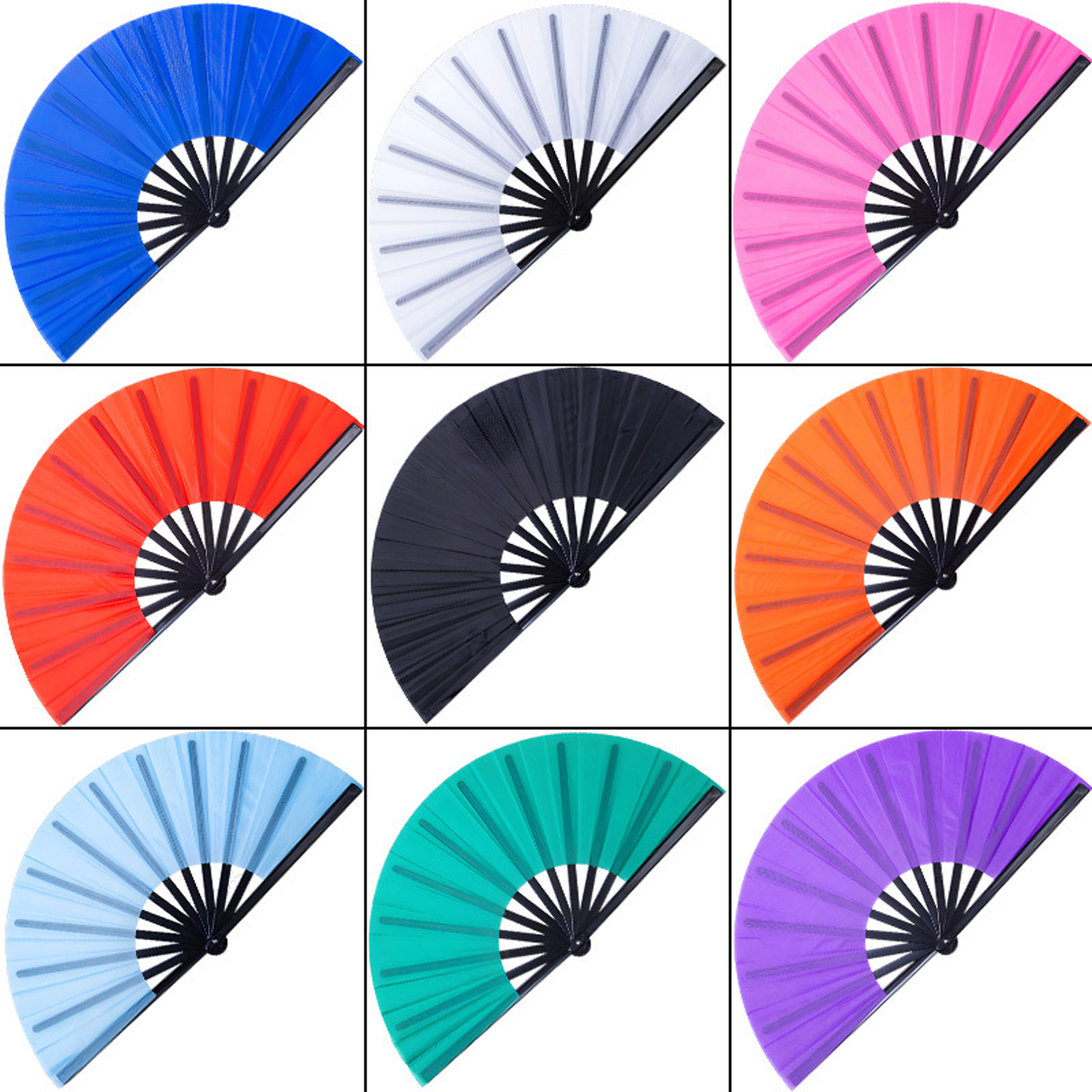 Heavy-Duty Plastic-Reinforced Taffeta Kung Fu Fan with Ribbed Structure 3