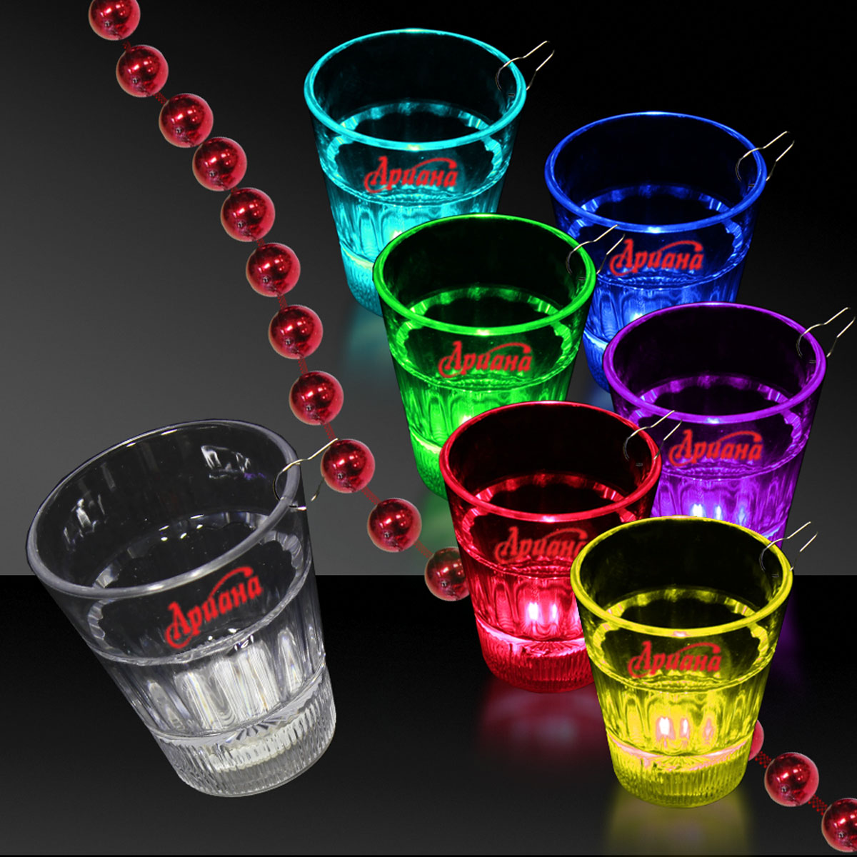 Lite-up Rainbow LED Glow Light Up Shot Glass with J Hook