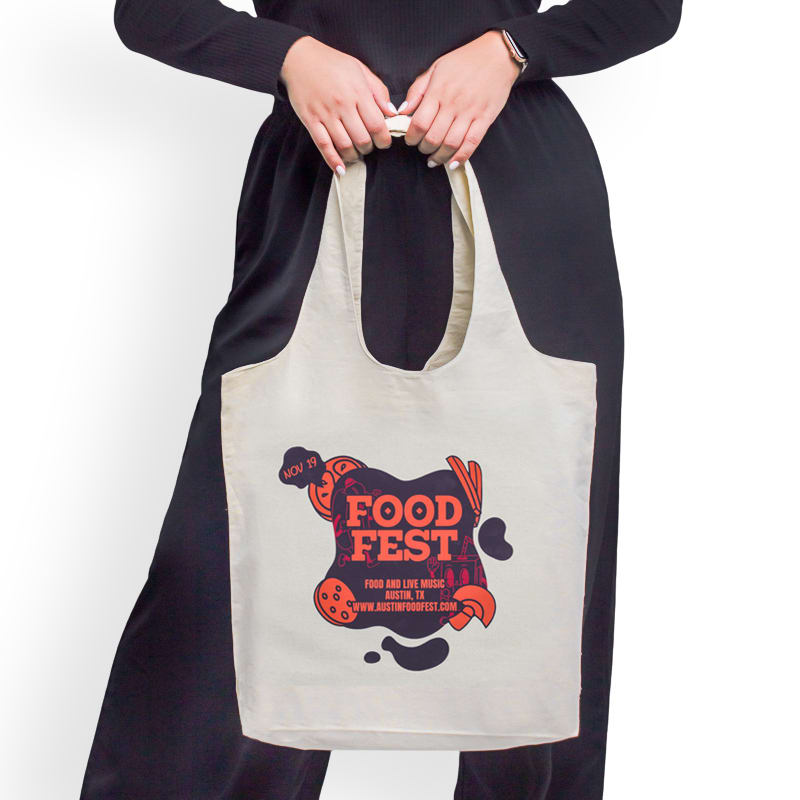 Custom Large Stow N Go Cotton Tote Bags, custom tote bag with logo imprint 6