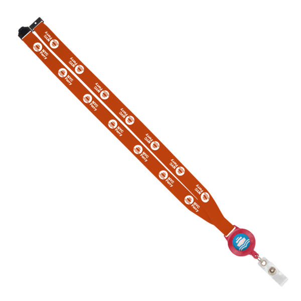 IMPORT 3/4" Polyester Lanyard with Retractable Badge Reel and IPH7 back of neck convenience release. 142