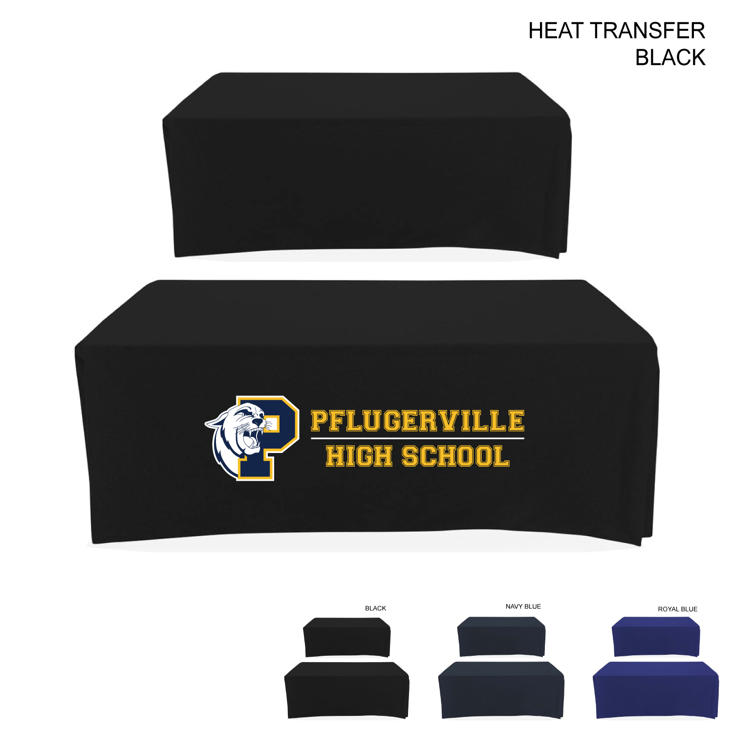 Polycotton Twill Table Throw for 6' Table, Drape style, 4 sided, Closed Back, Heat Transfer logo 3