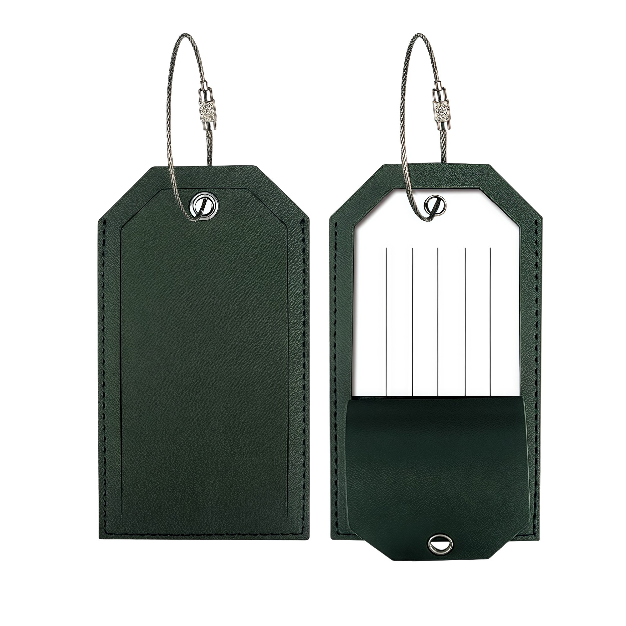 Metal Lanyard Leather Luggage Tag 5