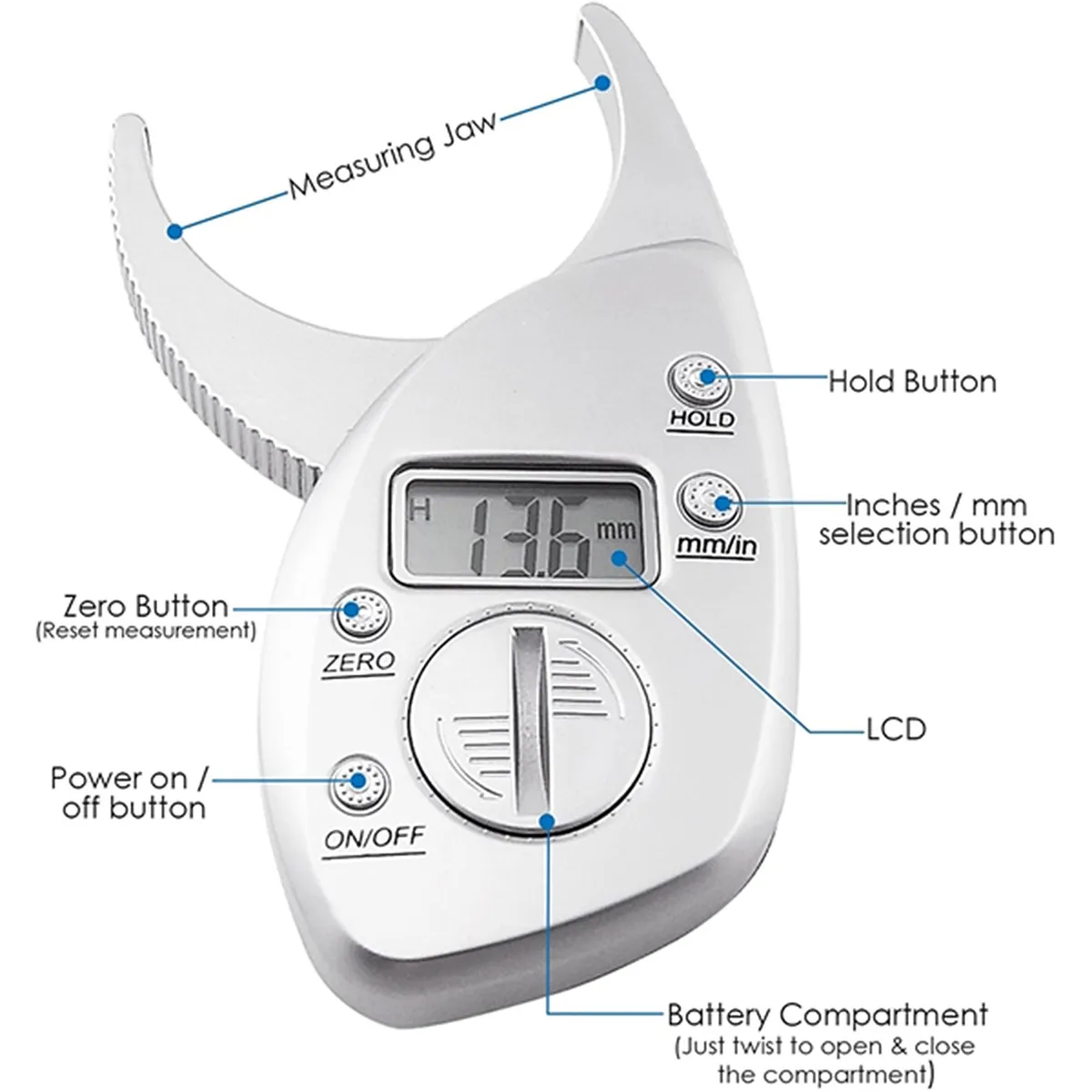 Handheld Portable Digital Body Muscle Fat Caliper 4