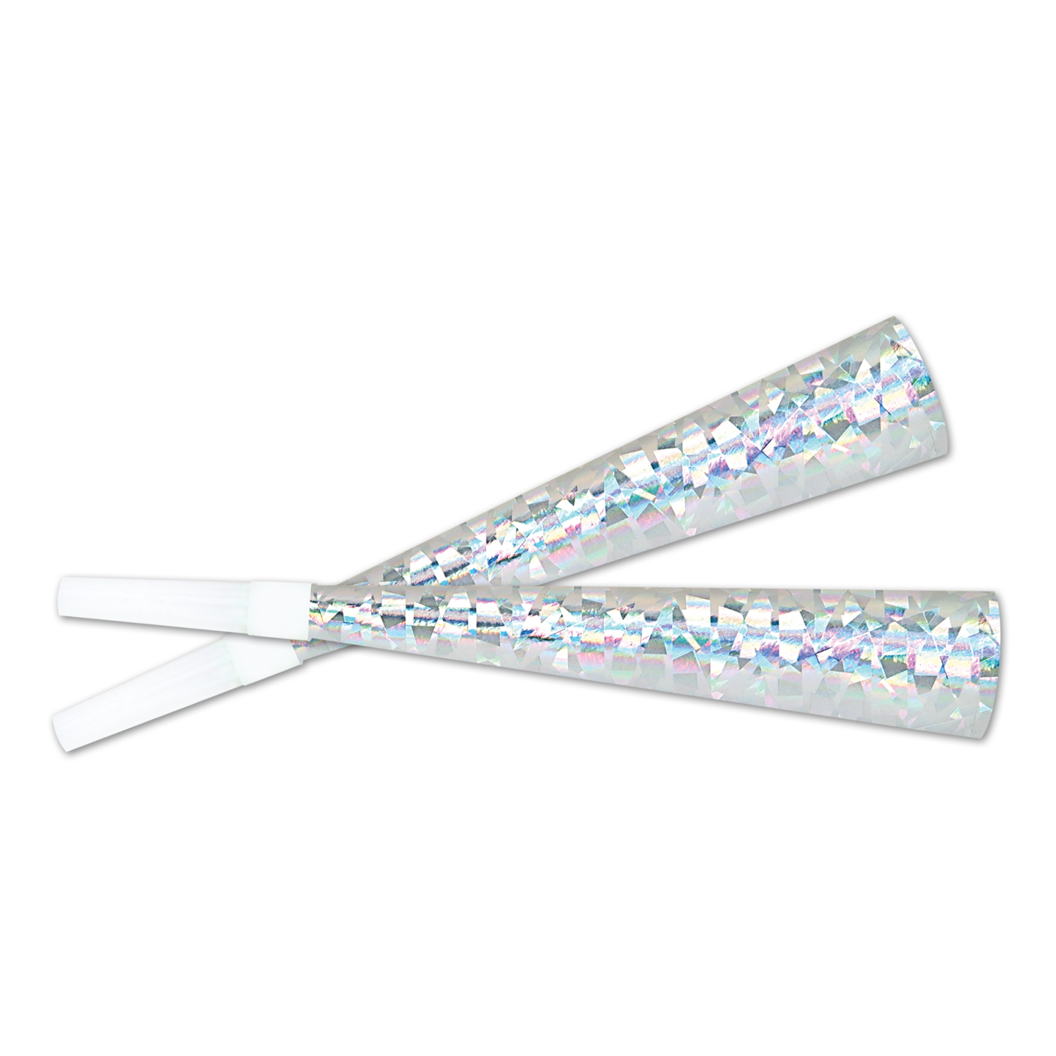 Prismatic Silver Party Horns 1