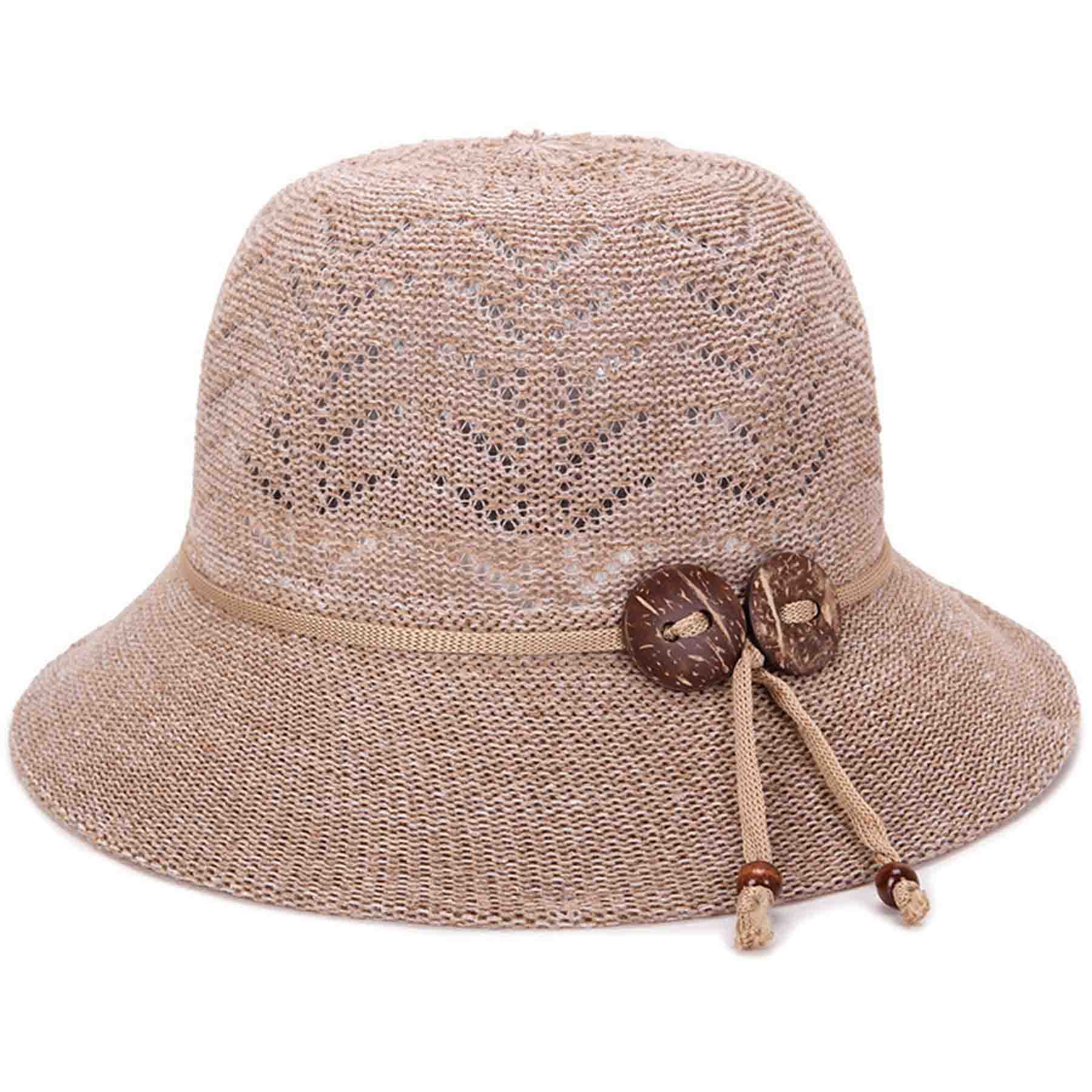 Coconut Shell Women Summer Hollow Knitted Bucket Hat 5