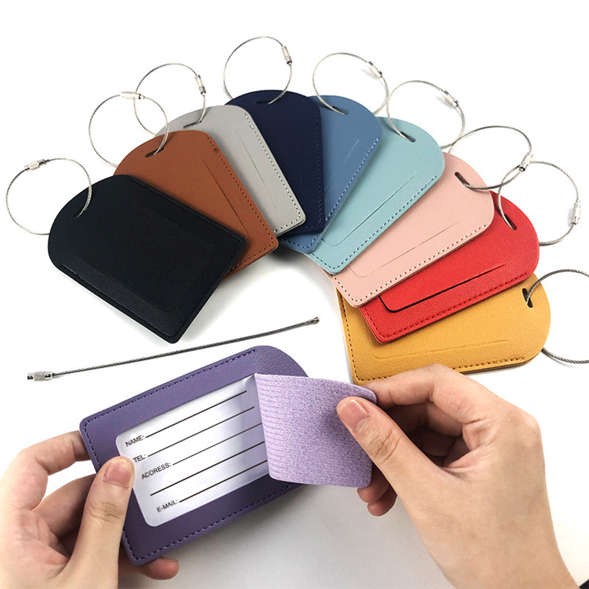 PU Leather Luggage Tags with Metal Loop 9