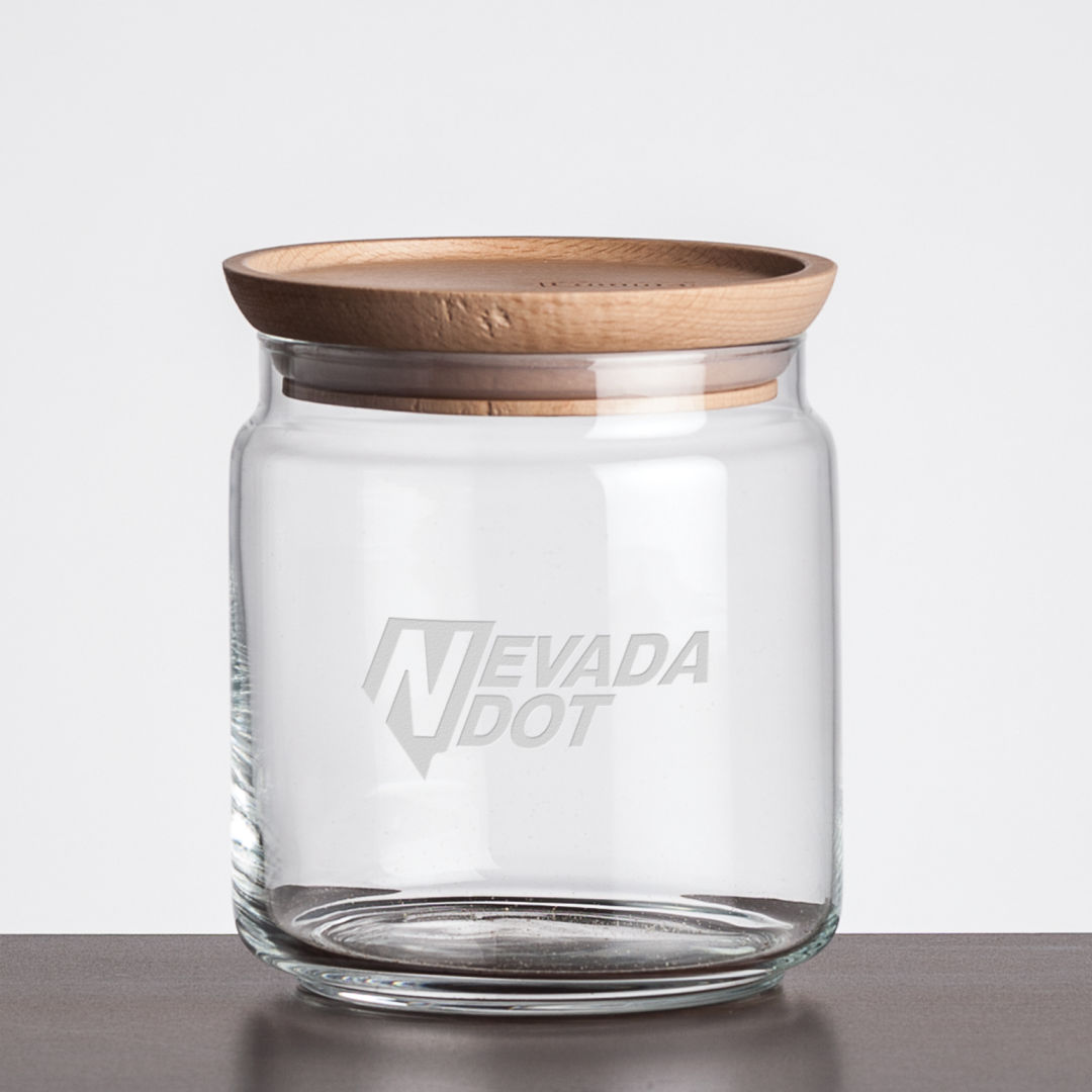 Finch Jar with Wooden Lid - Deep Etch