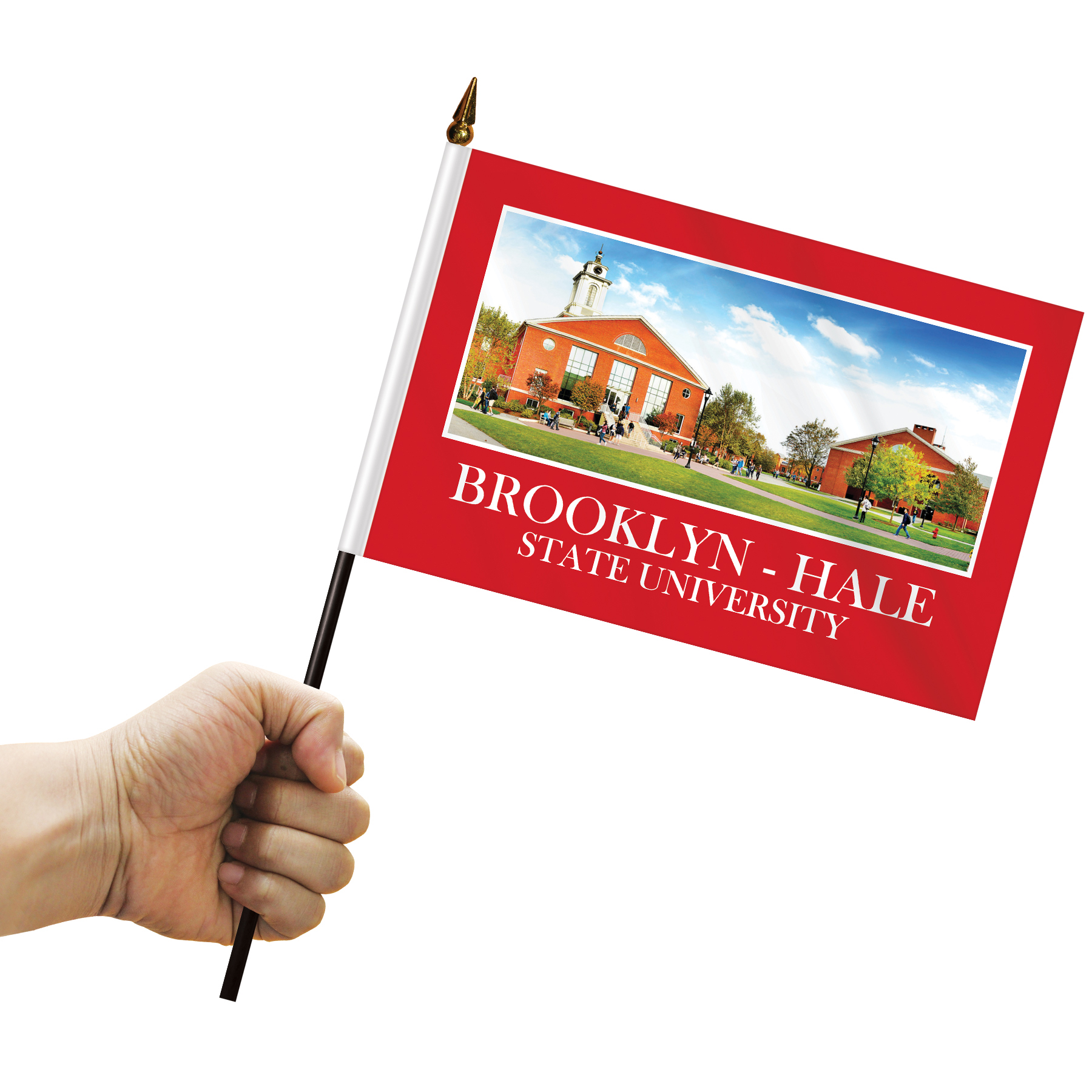 6" x 9" Single Reverse Stick Flag with Black Plastic Weighted Base 6