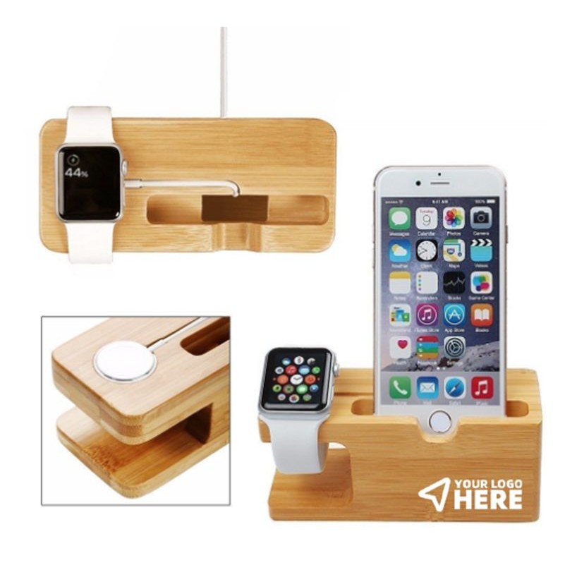 Bamboo Wood Desktop Charging Dock Station Charger Holder 4