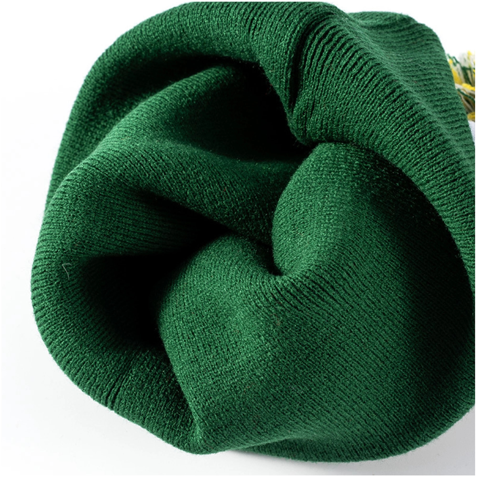 Two-Tone Knit Cuff Pom Beanie Cap 7