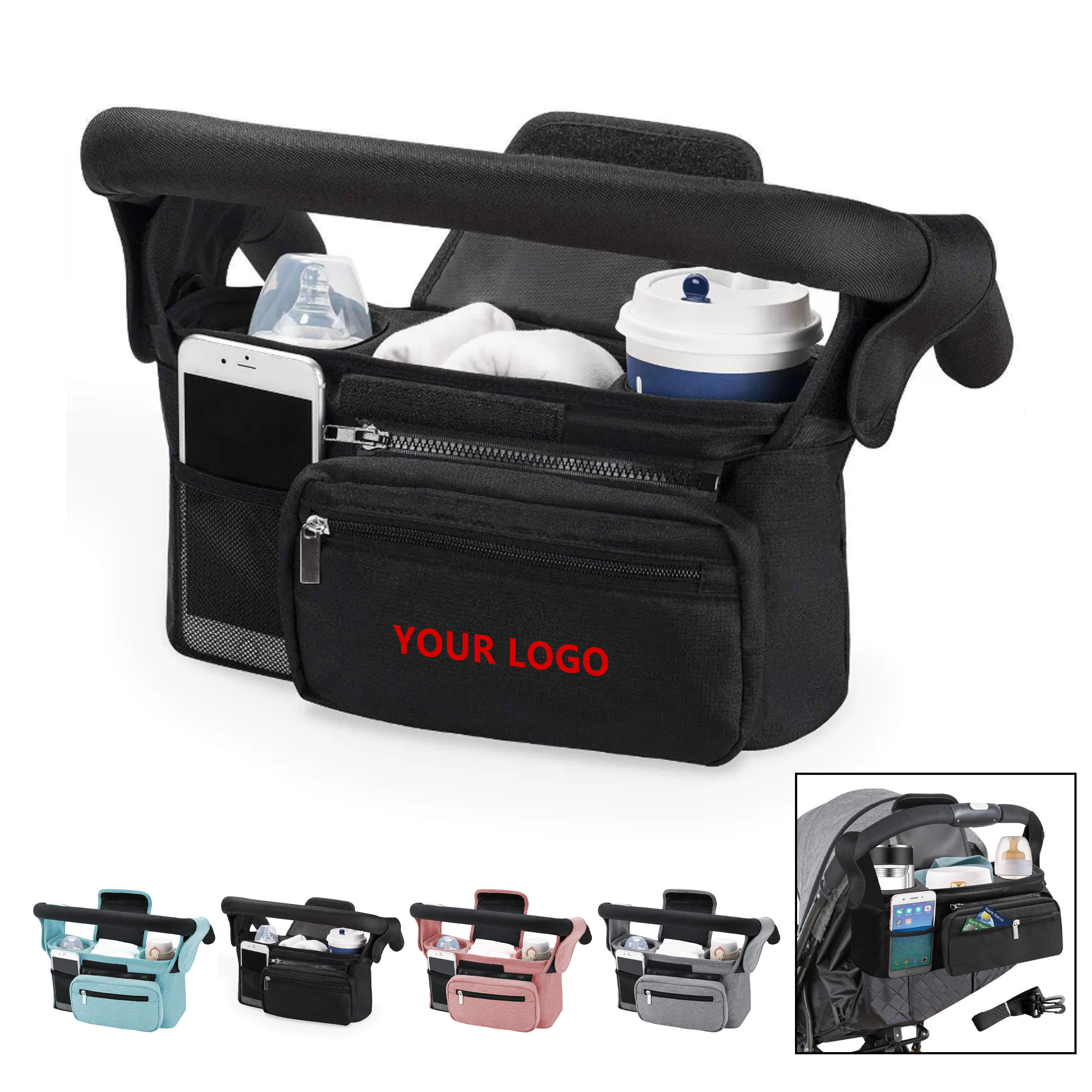 Baby Stroller Organizer with Insulated Cup Holder 2