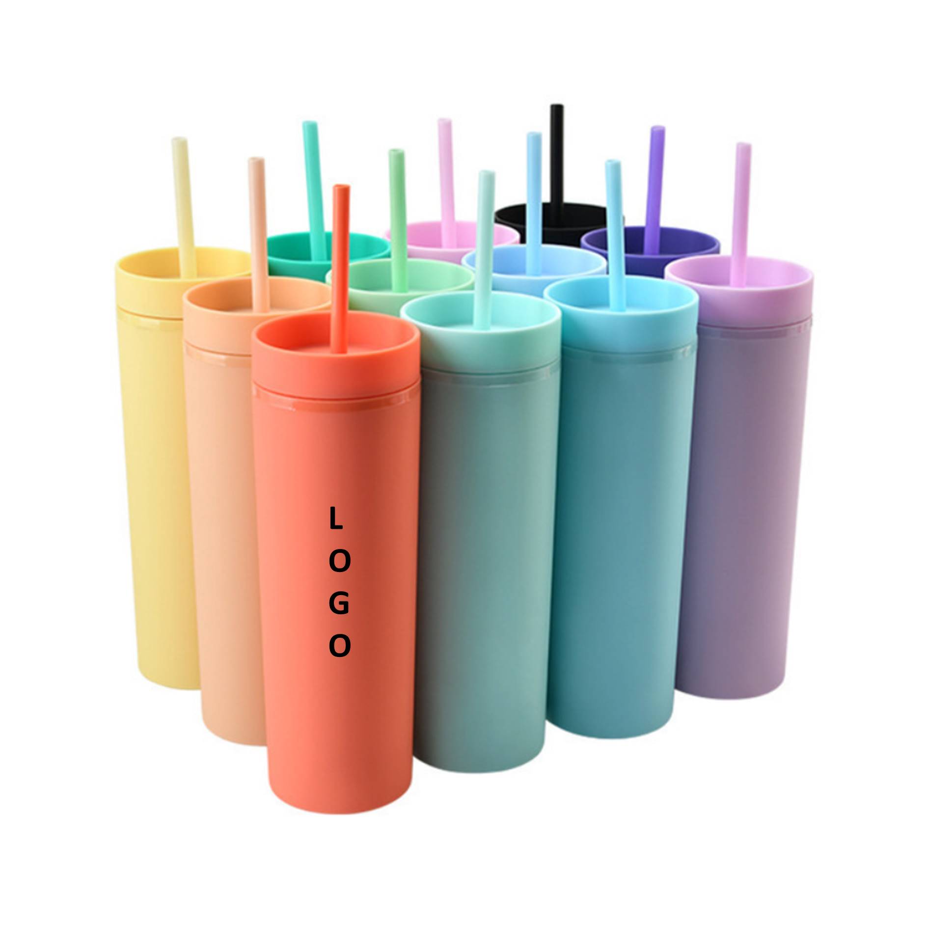 Portable 16oz Double Wall Acrylic Tumbler w/Straw 3