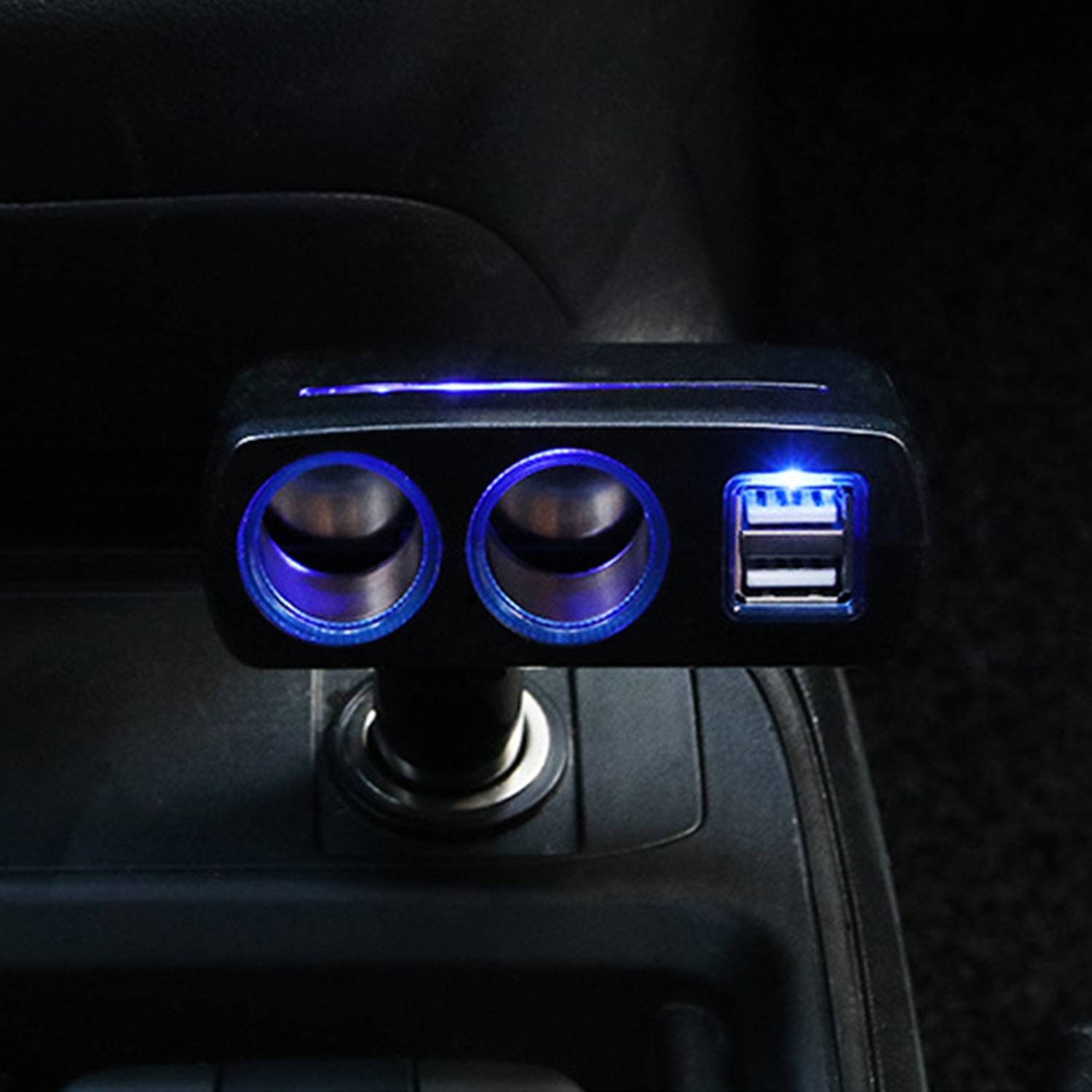 2 Socket Car Cigarette Lighter Splitter Adapter 12/24V 80W 1