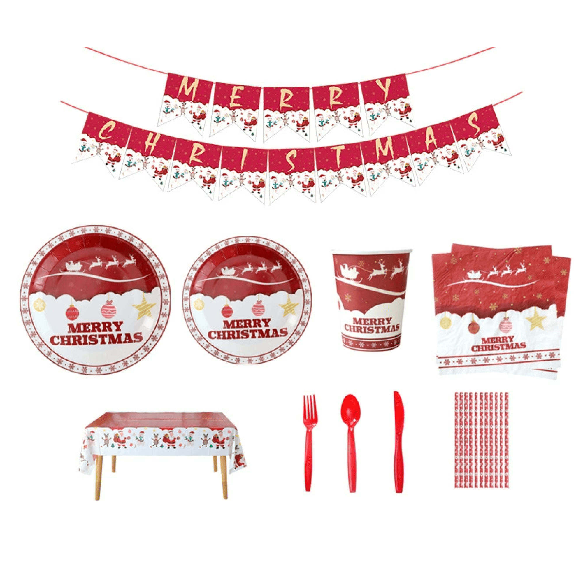Christmas Disposable Dinnerware Party Kit 7