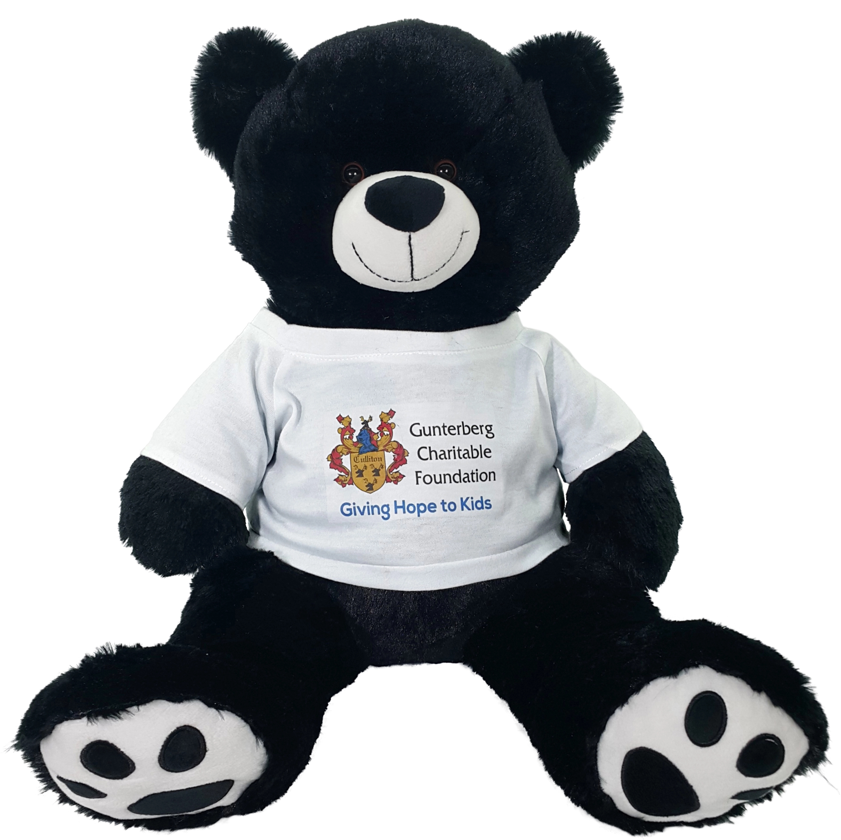 20" Large Black Bear - Embroidered Paw 1