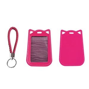 Cat Ear Shaped PU Leather Card Case With Keychain 15