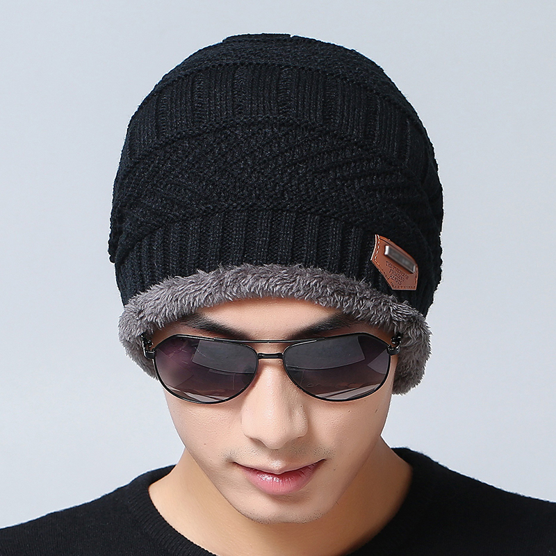 Unisex Beanie Knit Hats Scarf Set w/Thick Fleece Lined 6