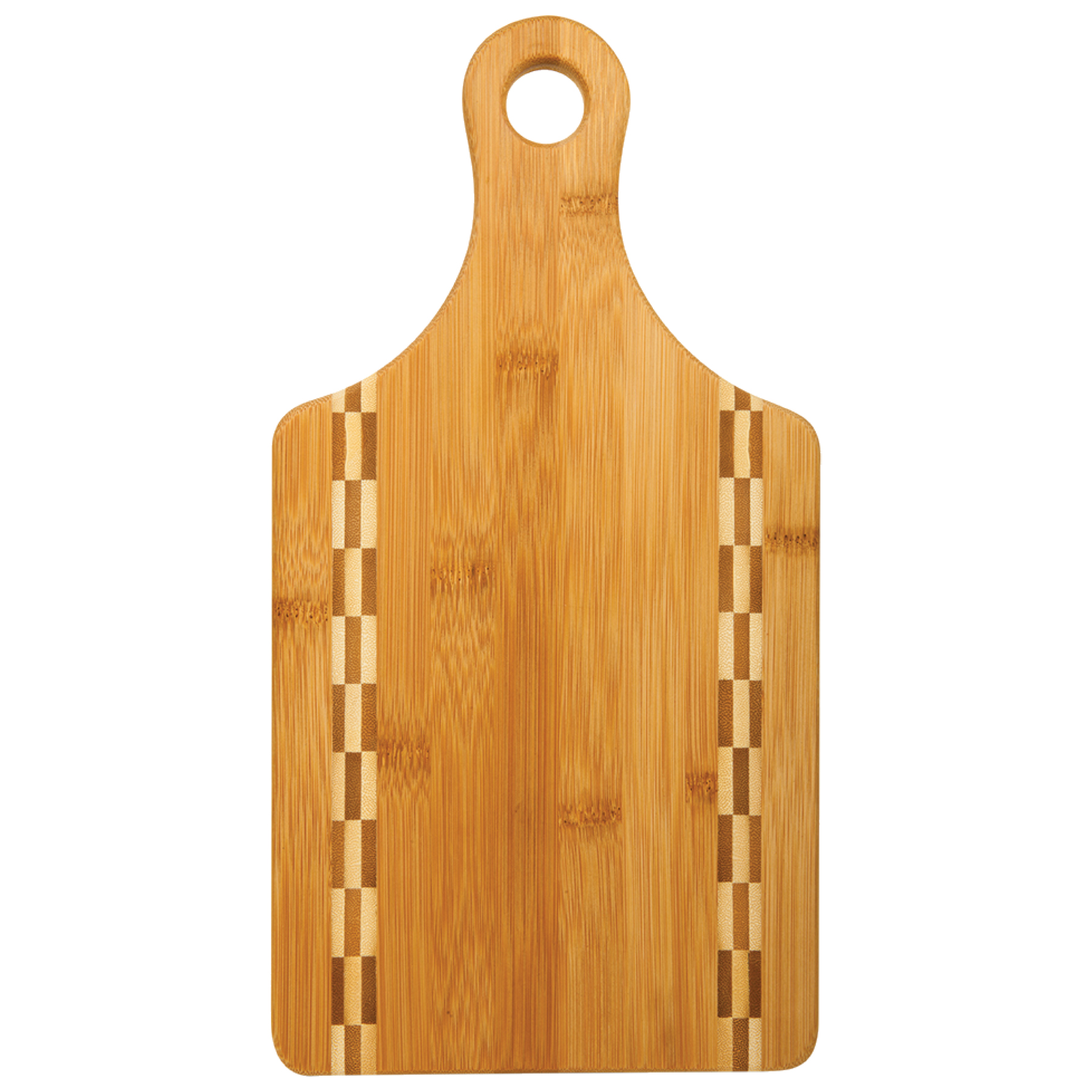 13" x 7" Paddle Shaped Bamboo Cutting Board w/ Butcher Block Inlay 3